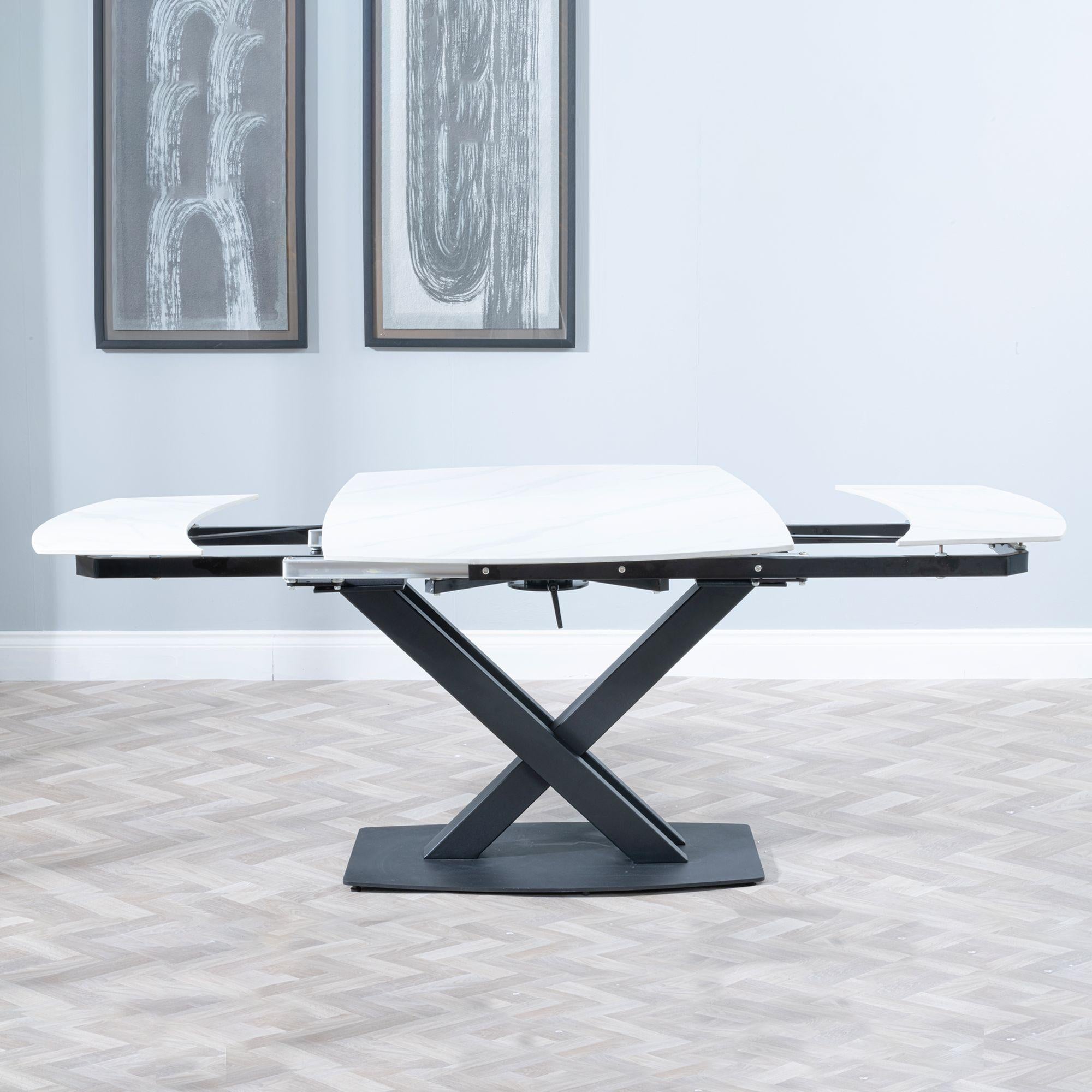 Atlanta White Sintered Stone Extending Dining Table 140cm-200cm