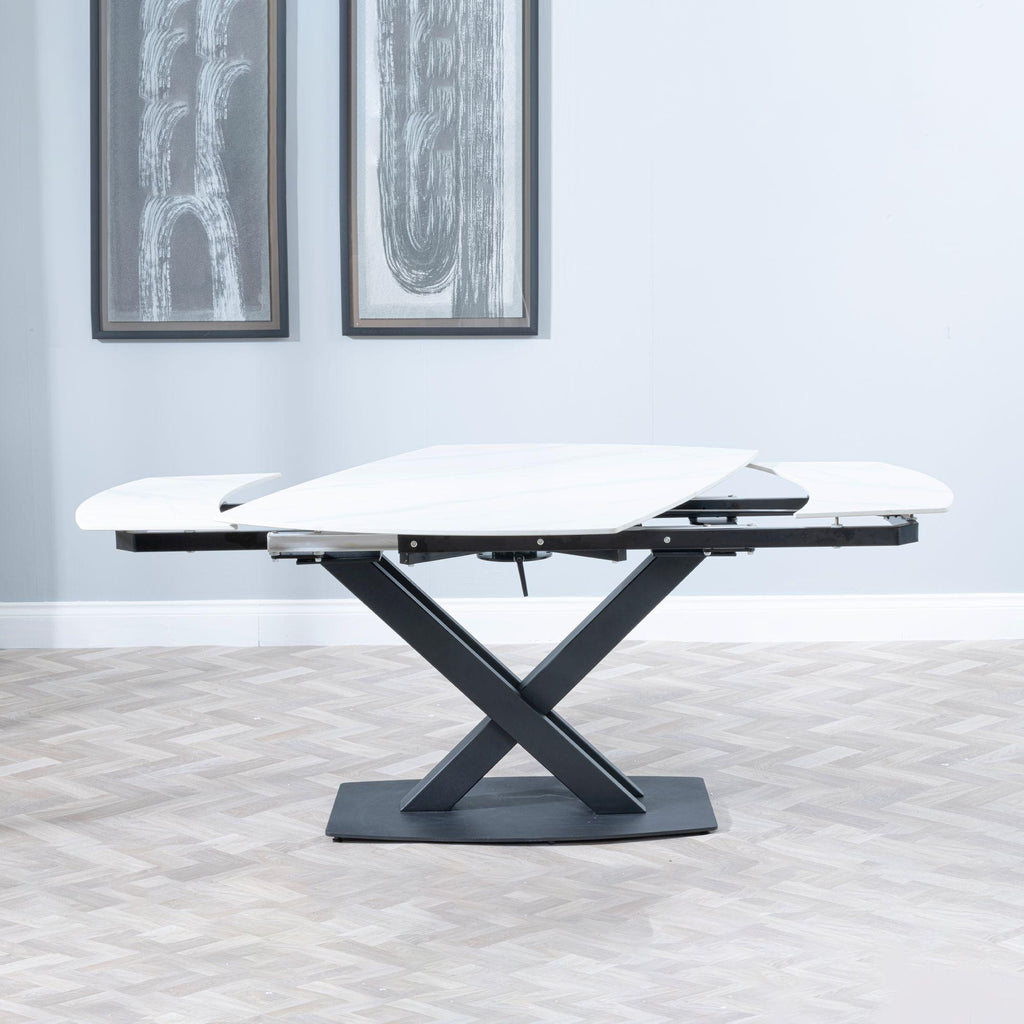 Atlanta White Sintered Stone Extending Dining Table 140cm-200cm