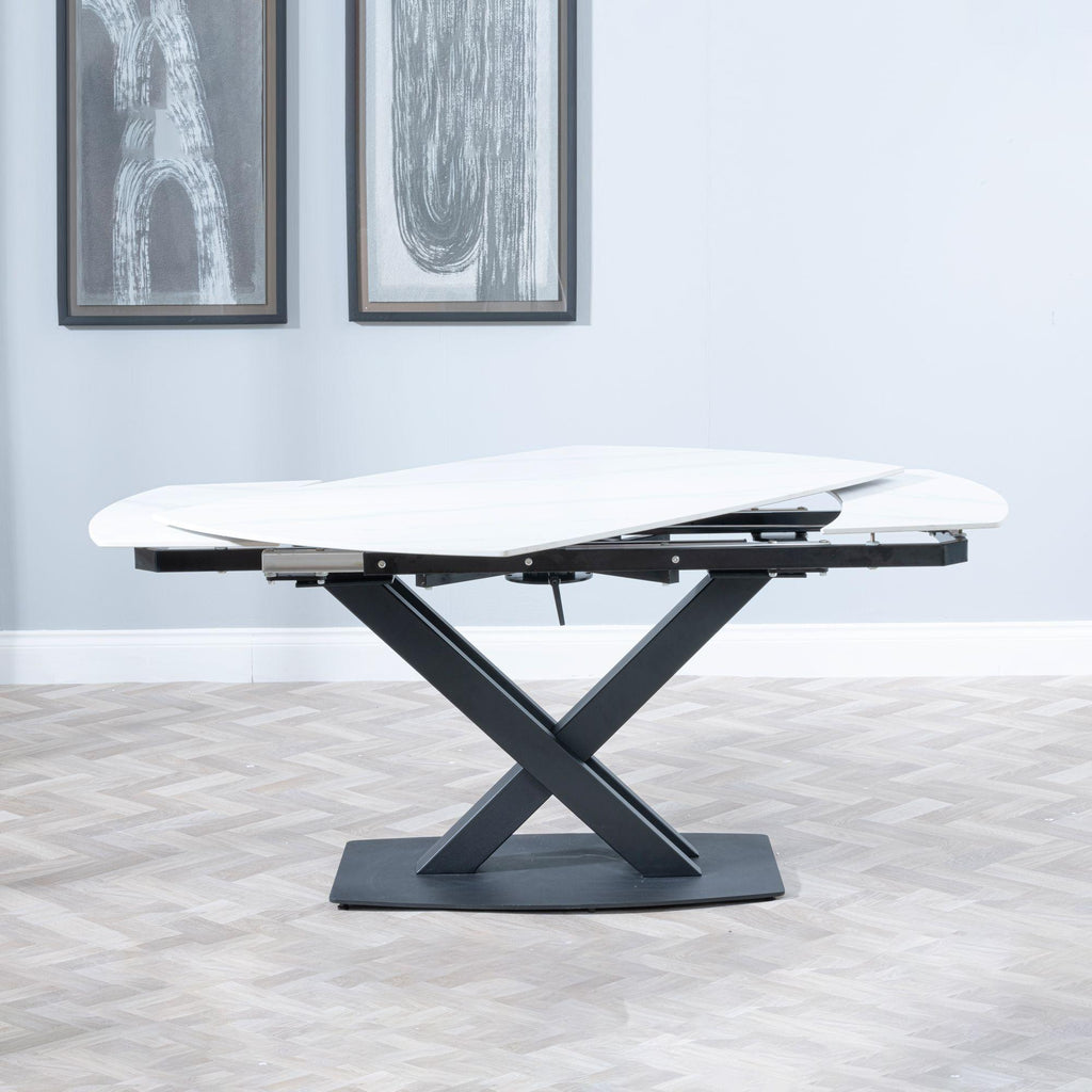 Atlanta White Sintered Stone Extending Dining Table 140cm-200cm
