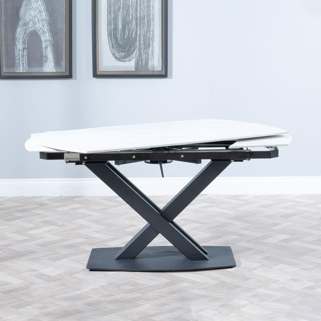 Atlanta White Sintered Stone Extending Dining Table 140cm-200cm