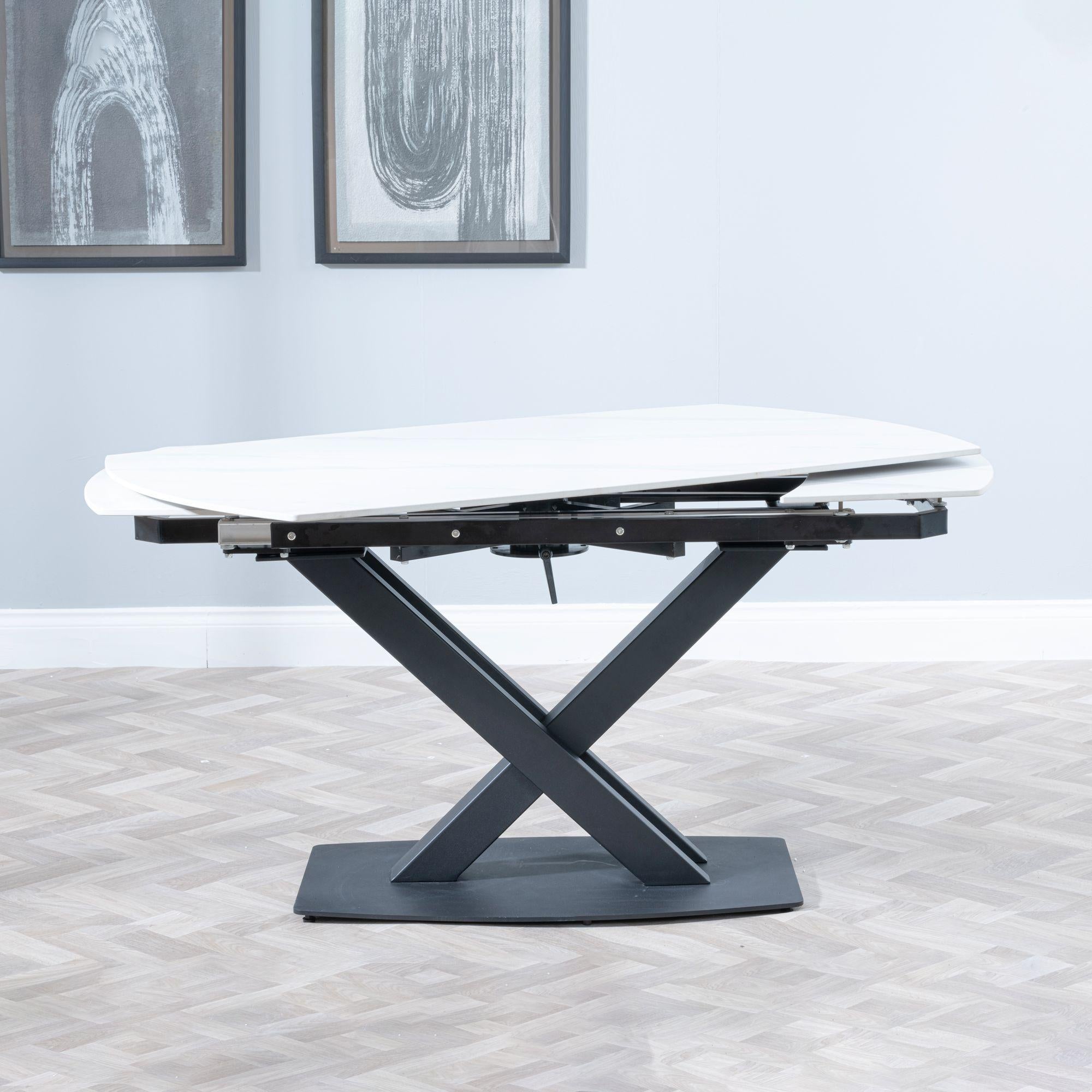 Atlanta White Sintered Stone Extending Dining Table 140cm-200cm