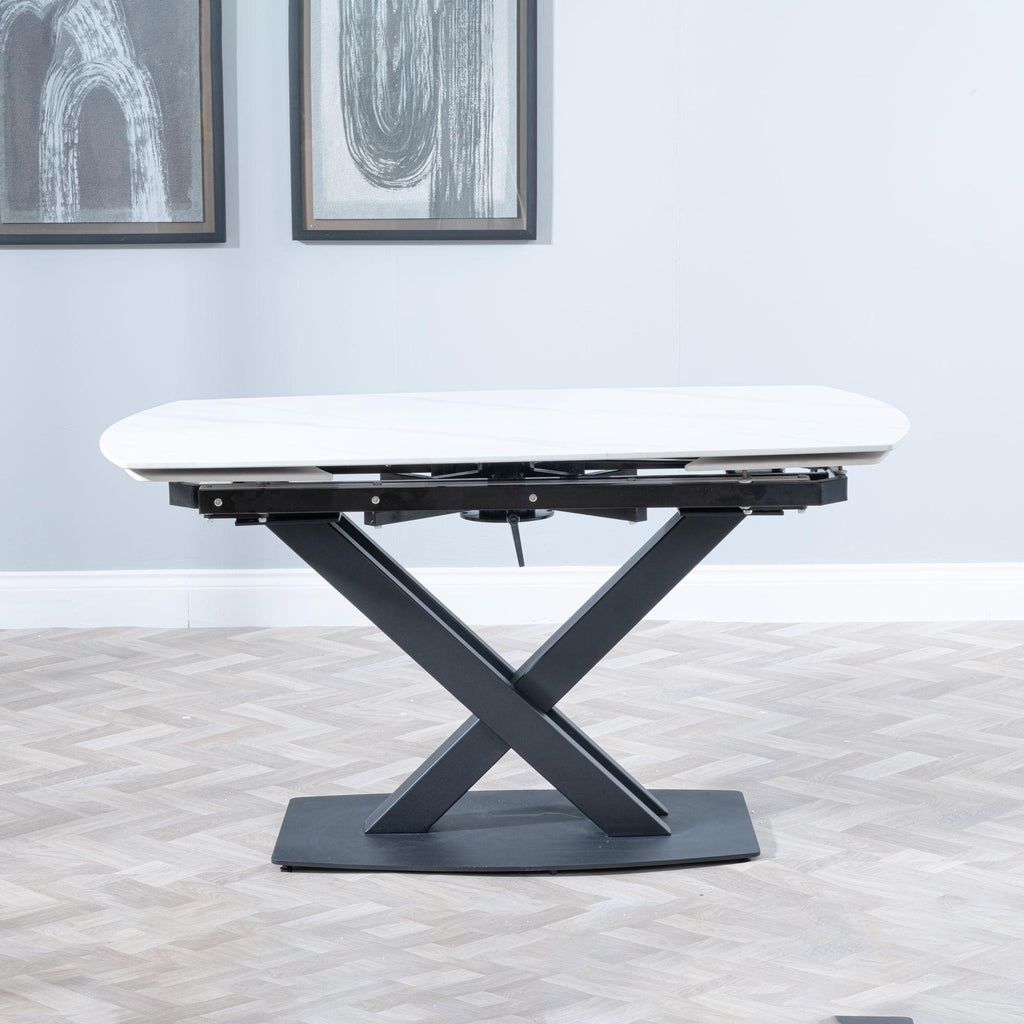 Atlanta White Sintered Stone Extending Dining Table 140cm-200cm