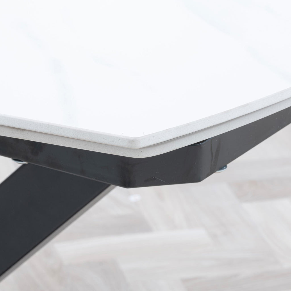 Atlanta White Sintered Stone Extending Dining Table 140cm-200cm