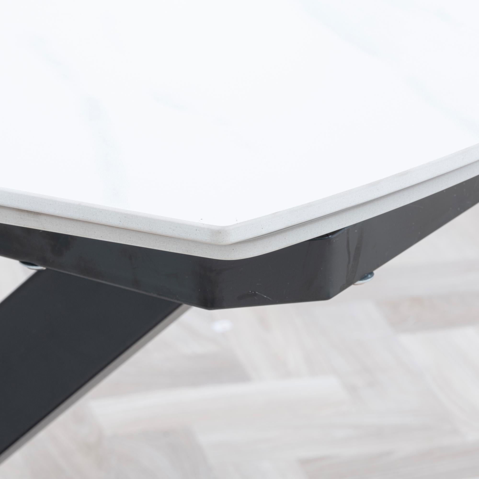 Atlanta White Sintered Stone Extending Dining Table 140cm-200cm