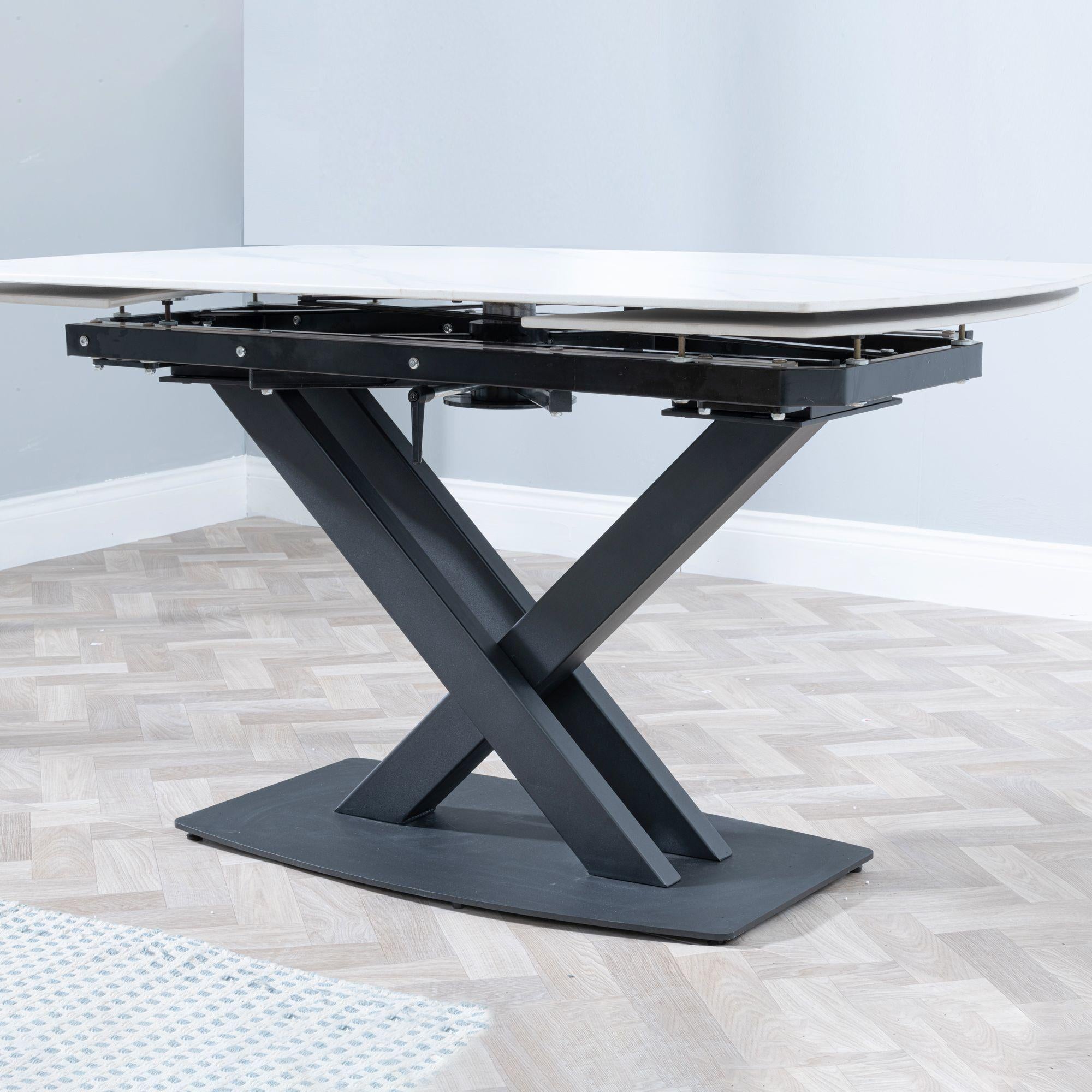 Atlanta White Sintered Stone Extending Dining Table 140cm-200cm
