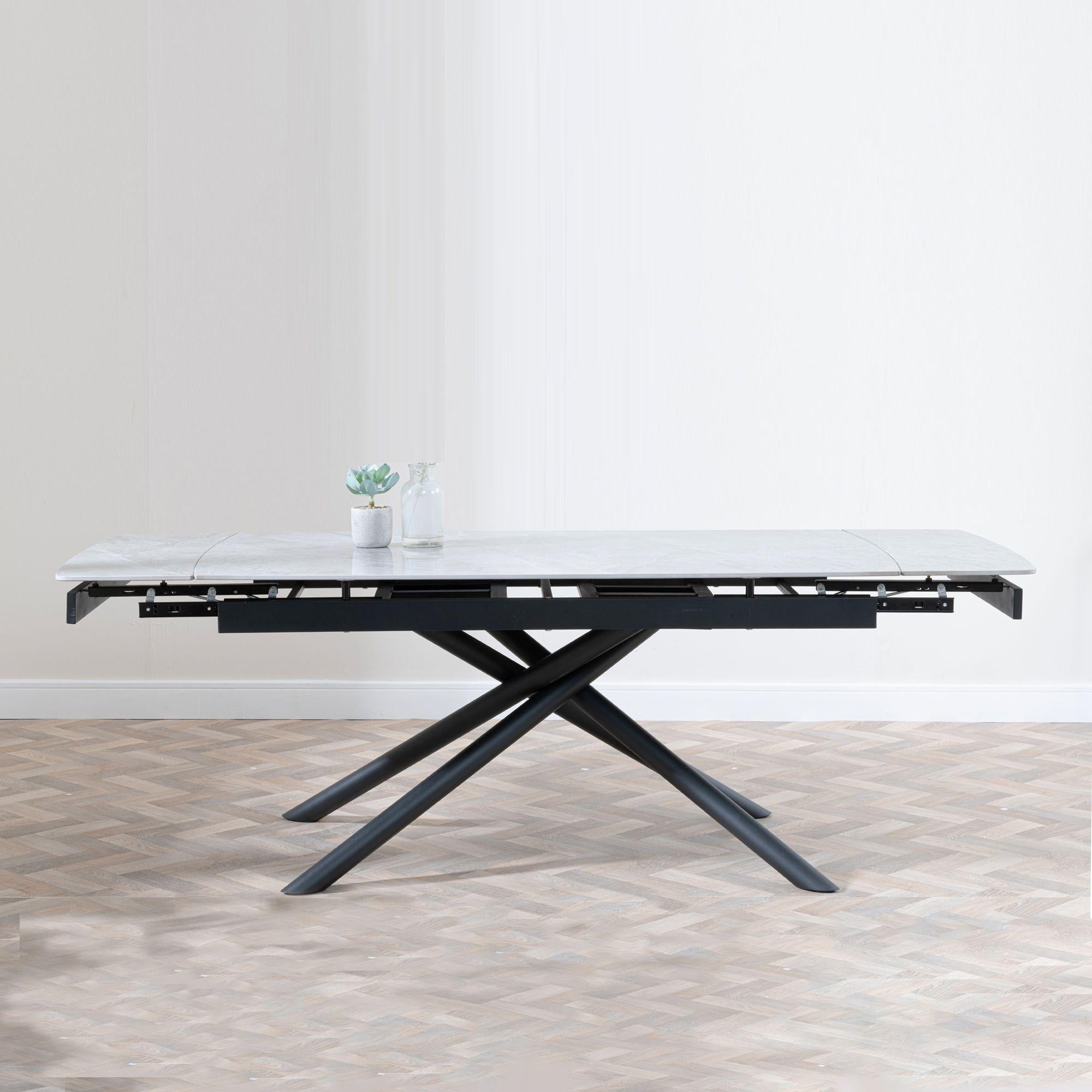 Flavia White Sintered Stone Extending Dining Table 160cm-220cm