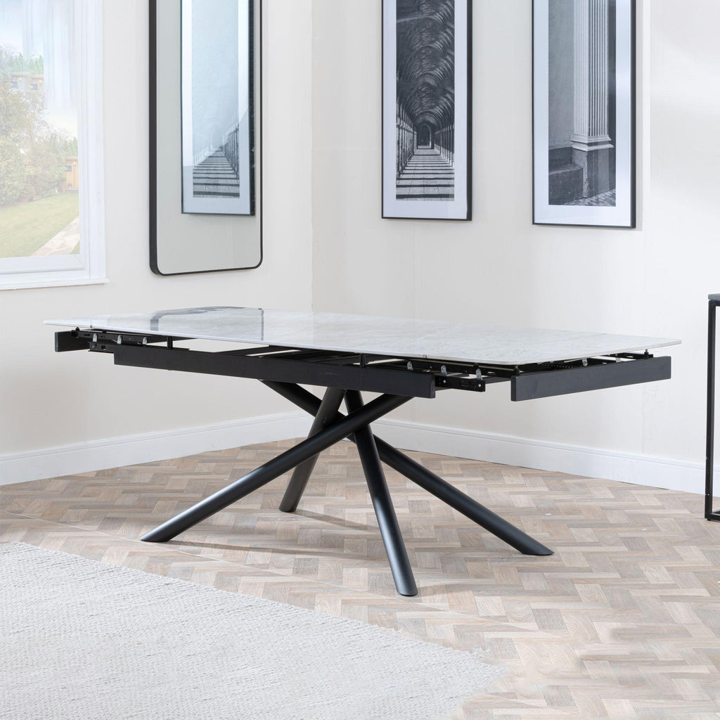 Flavia White Sintered Stone Extending Dining Table 160cm-220cm