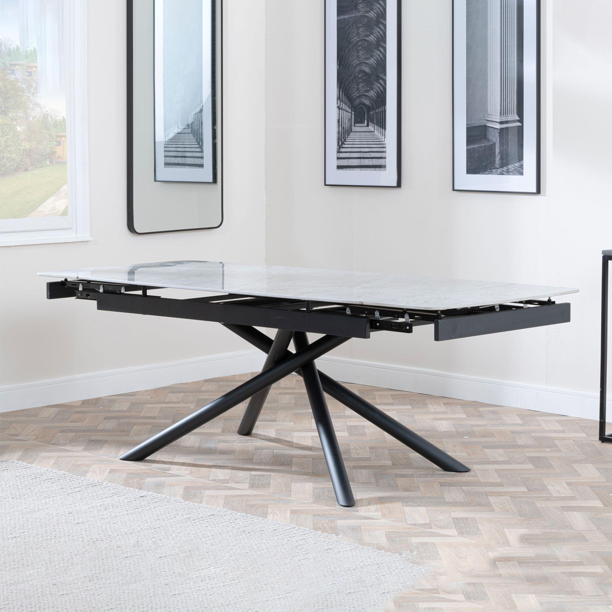 Flavia White Sintered Stone Extending Dining Table 160cm-220cm
