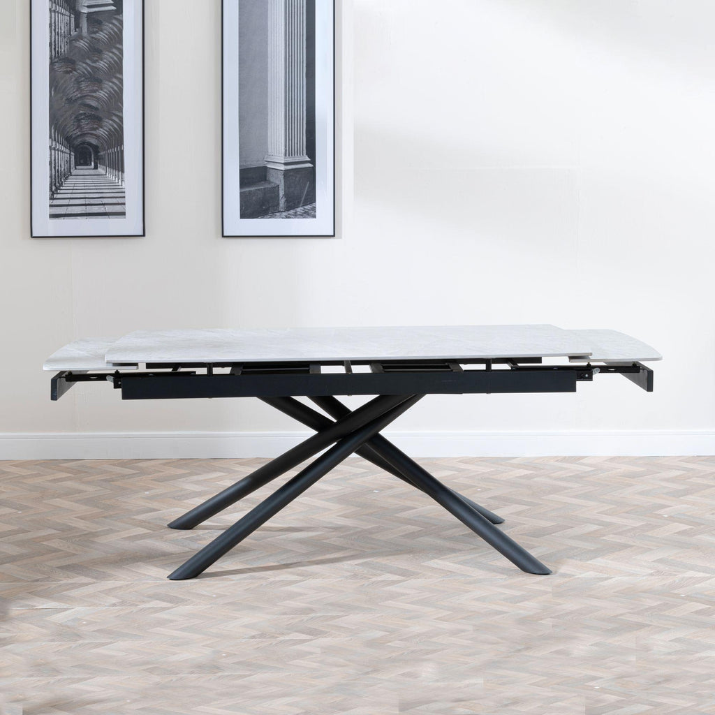 Flavia White Sintered Stone Extending Dining Table 160cm-220cm
