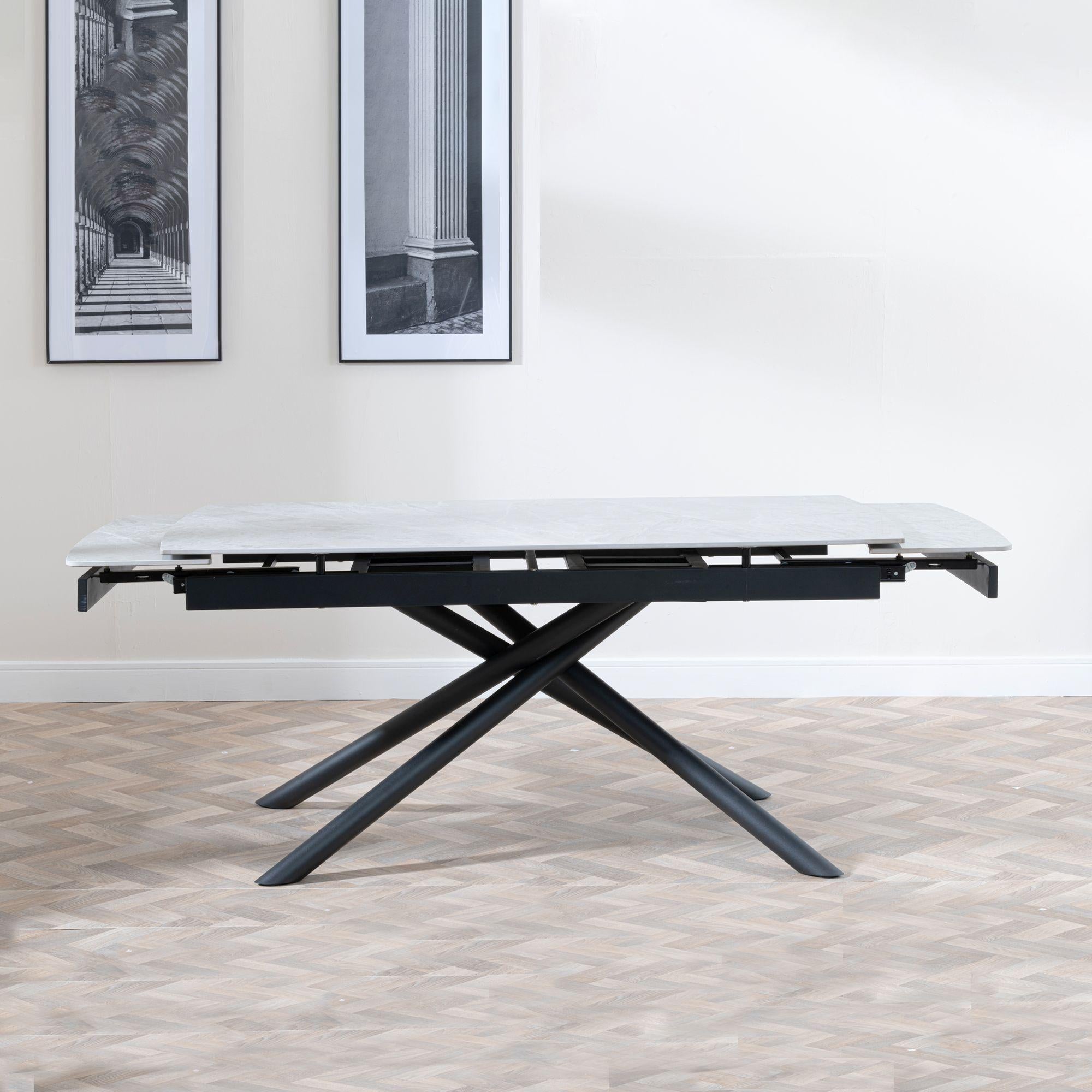 Flavia White Sintered Stone Extending Dining Table 160cm-220cm