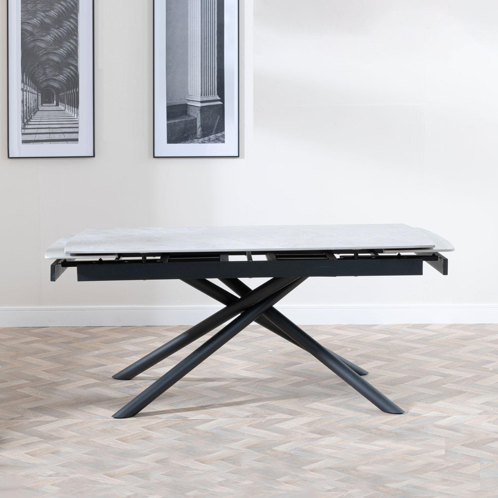 Flavia White Sintered Stone Extending Dining Table 160cm-220cm