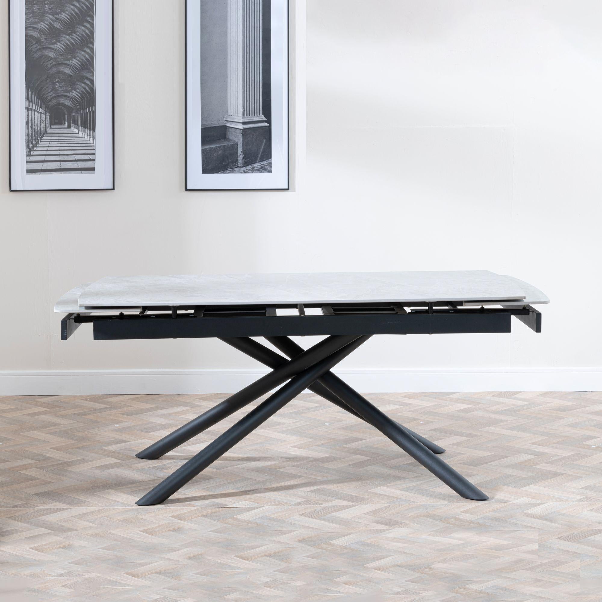 Flavia White Sintered Stone Extending Dining Table 160cm-220cm