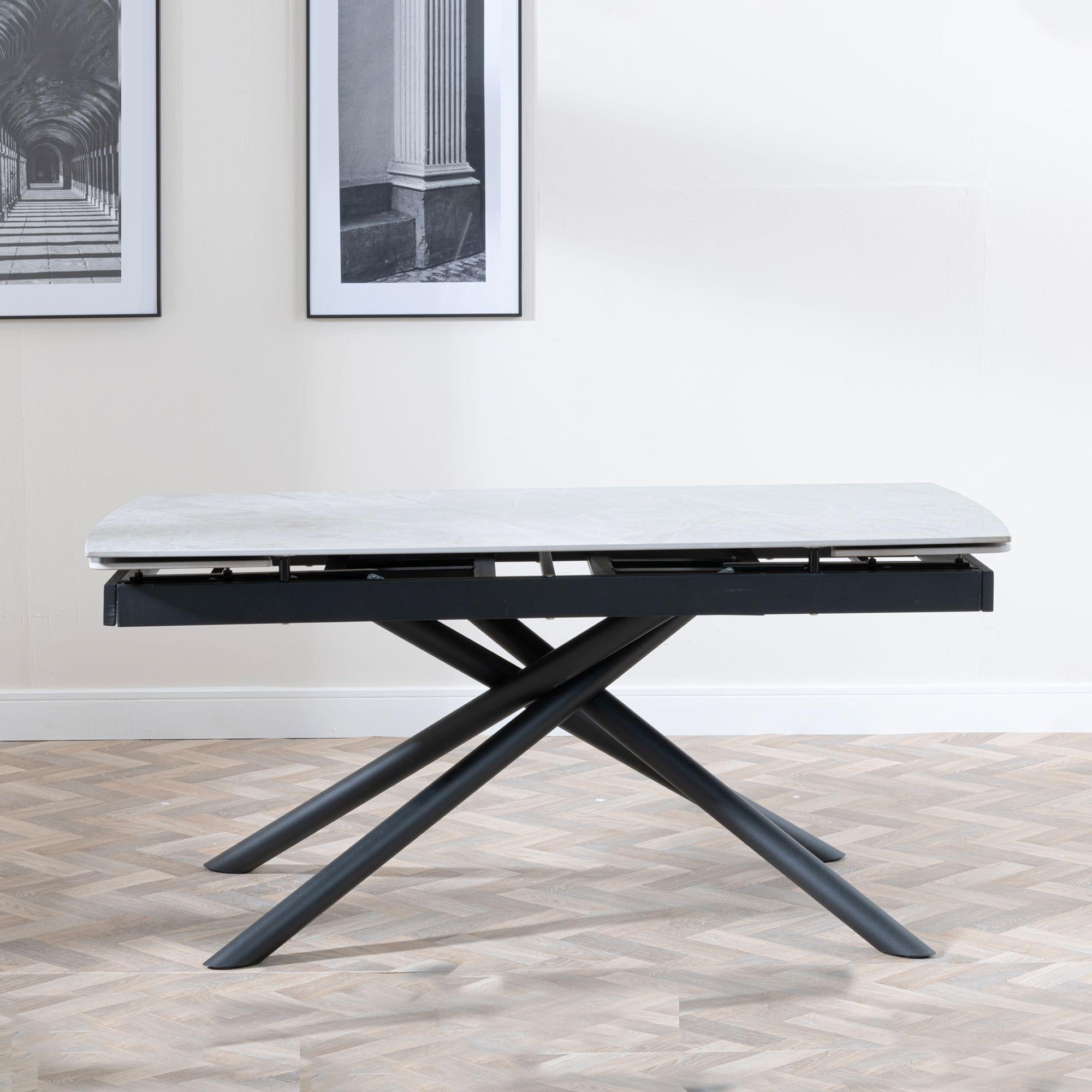 Flavia White Sintered Stone Extending Dining Table 160cm-220cm