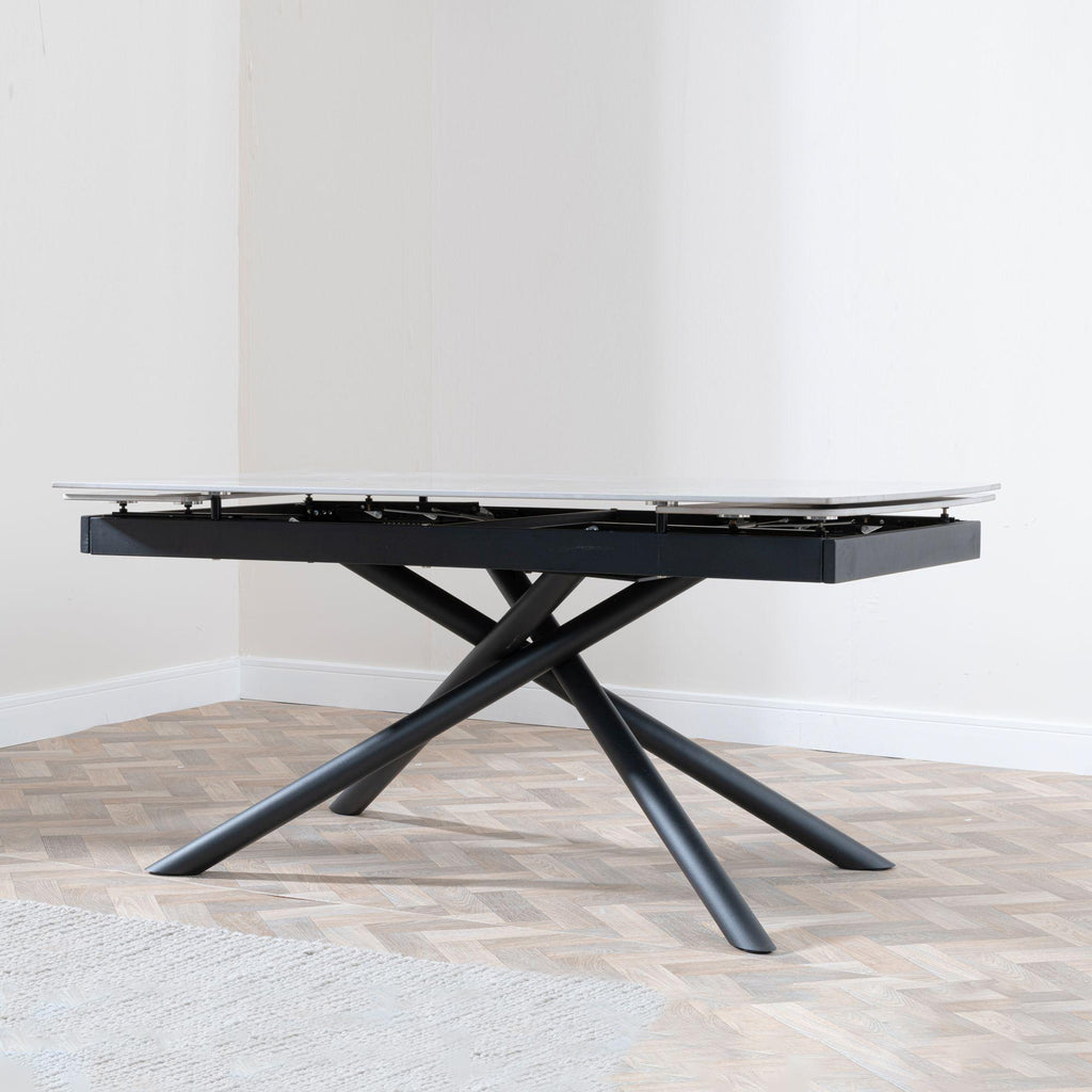 Flavia White Sintered Stone Extending Dining Table 160cm-220cm