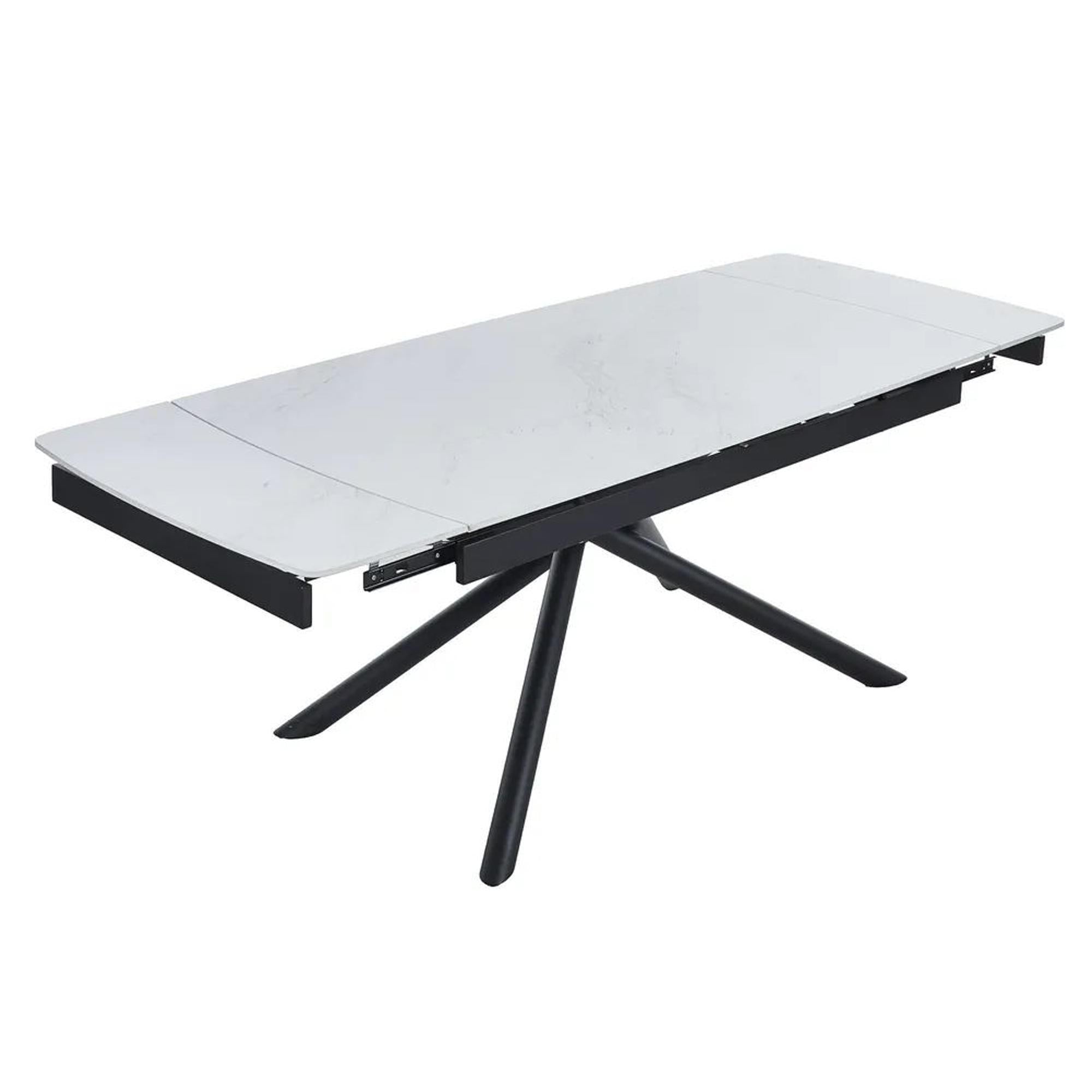 Flavia White Sintered Stone Extending Dining Table 160cm-220cm