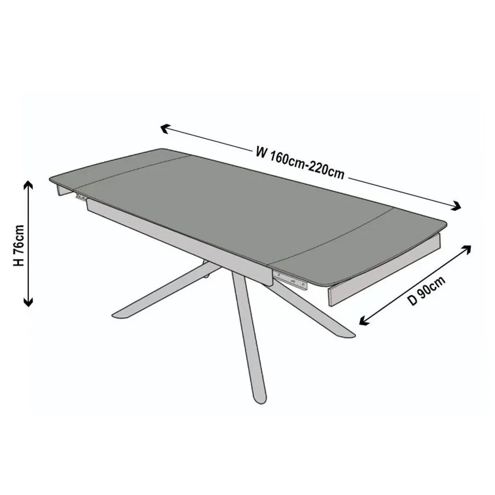 Flavia White Sintered Stone Extending Dining Table 160cm-220cm