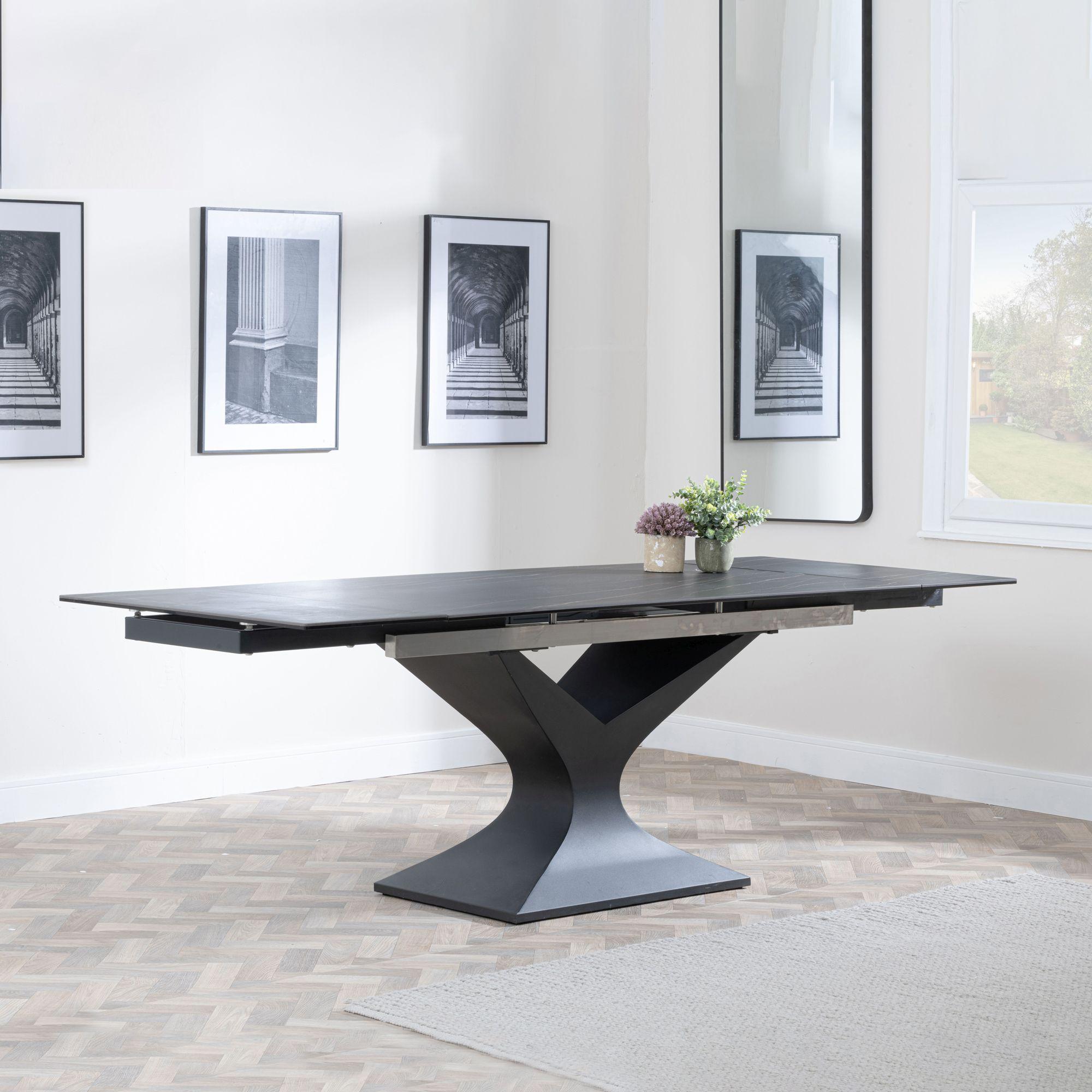 Gigi Black Ceramic Extending Dining Table 140cm-200cm