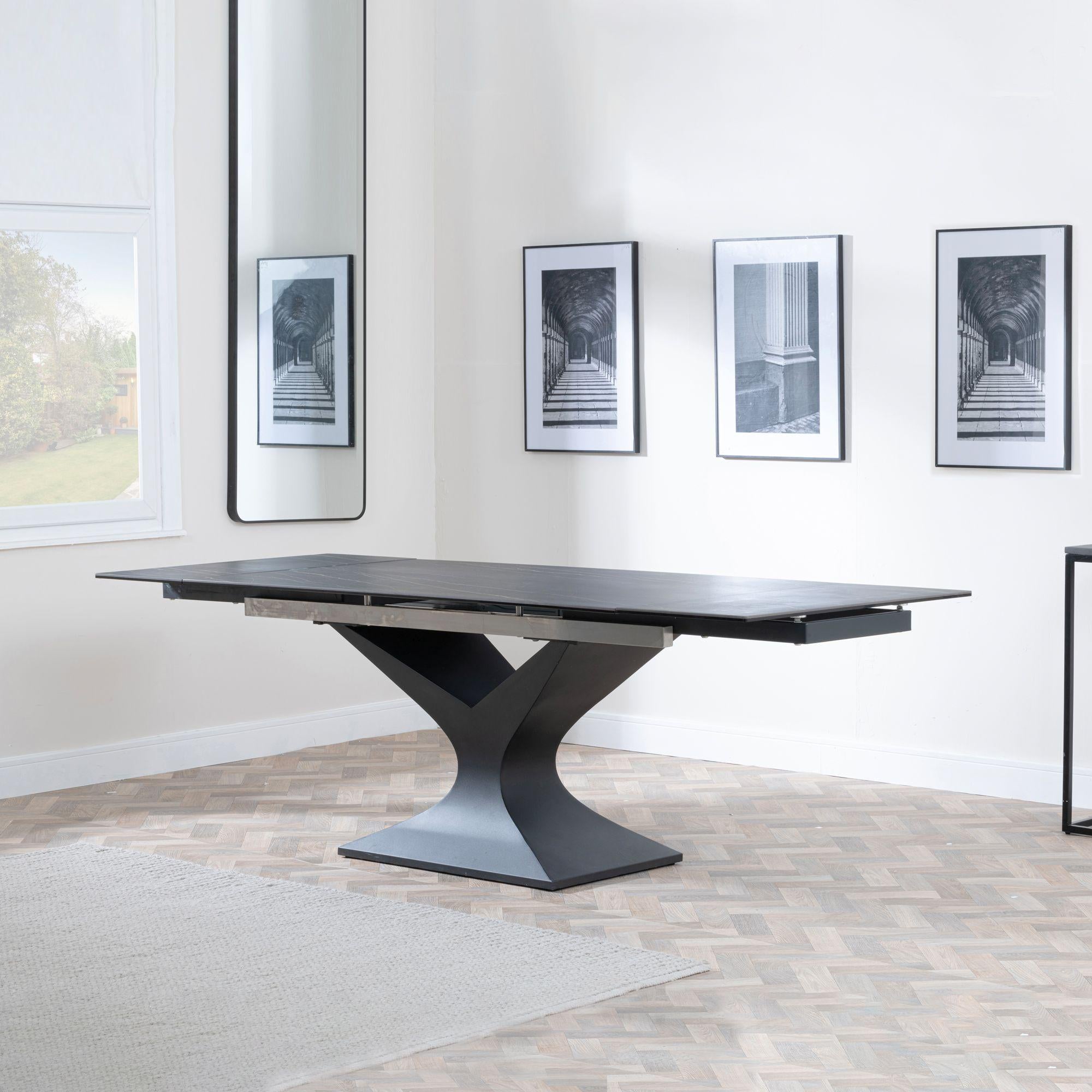 Gigi Black Ceramic Extending Dining Table 140cm-200cm
