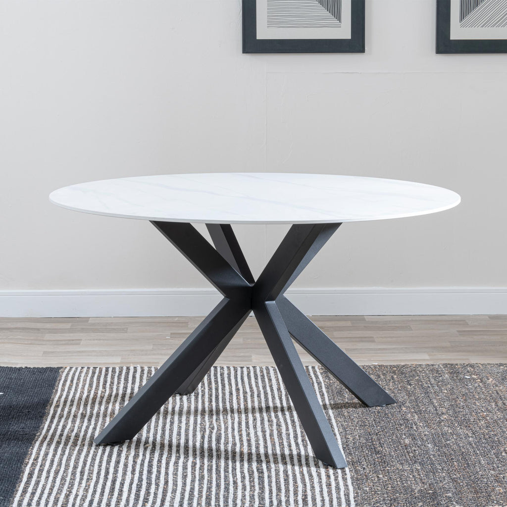 Avesta White Sintered Stone Round Dining Table 130cm