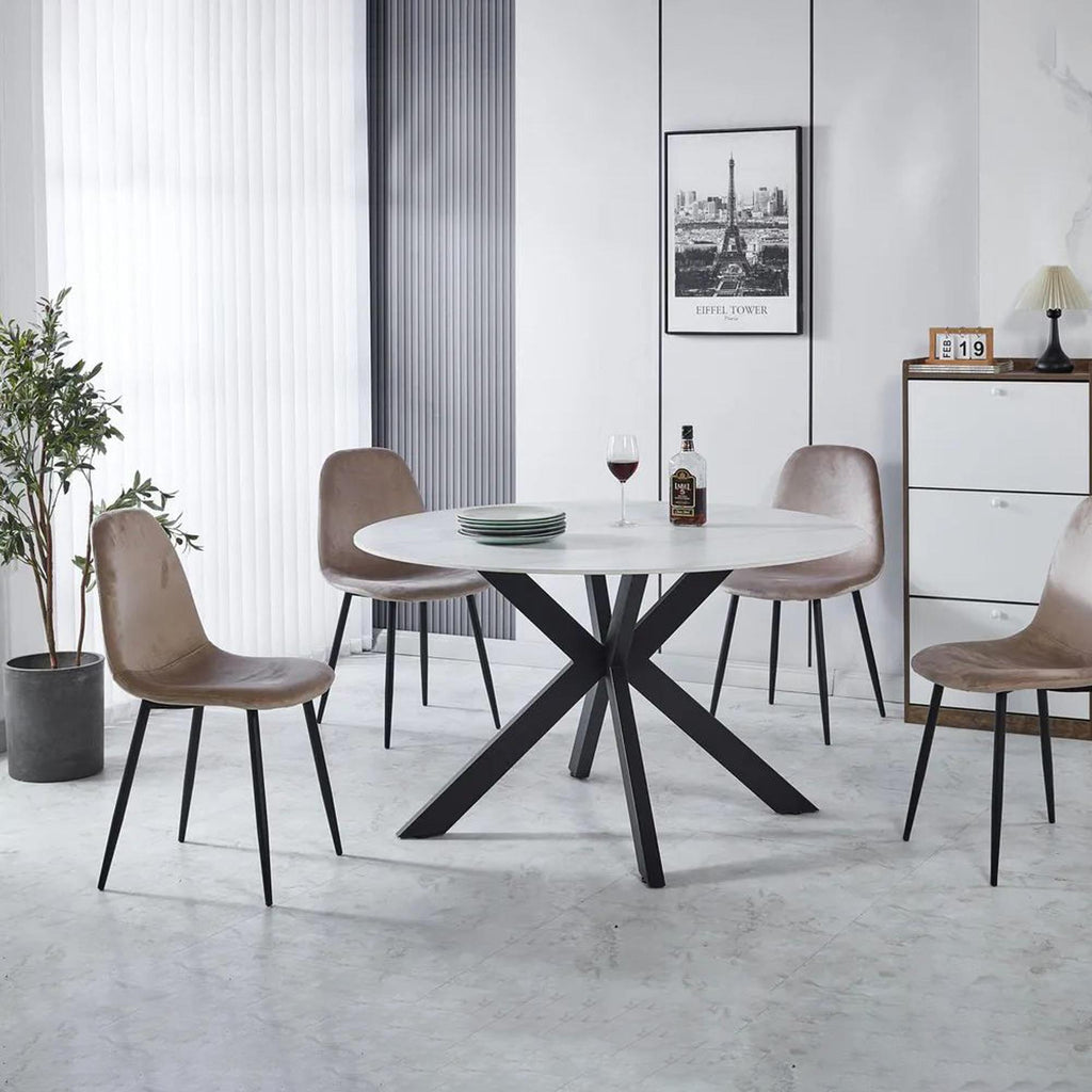 Avesta White Sintered Stone Round Dining Table 130cm