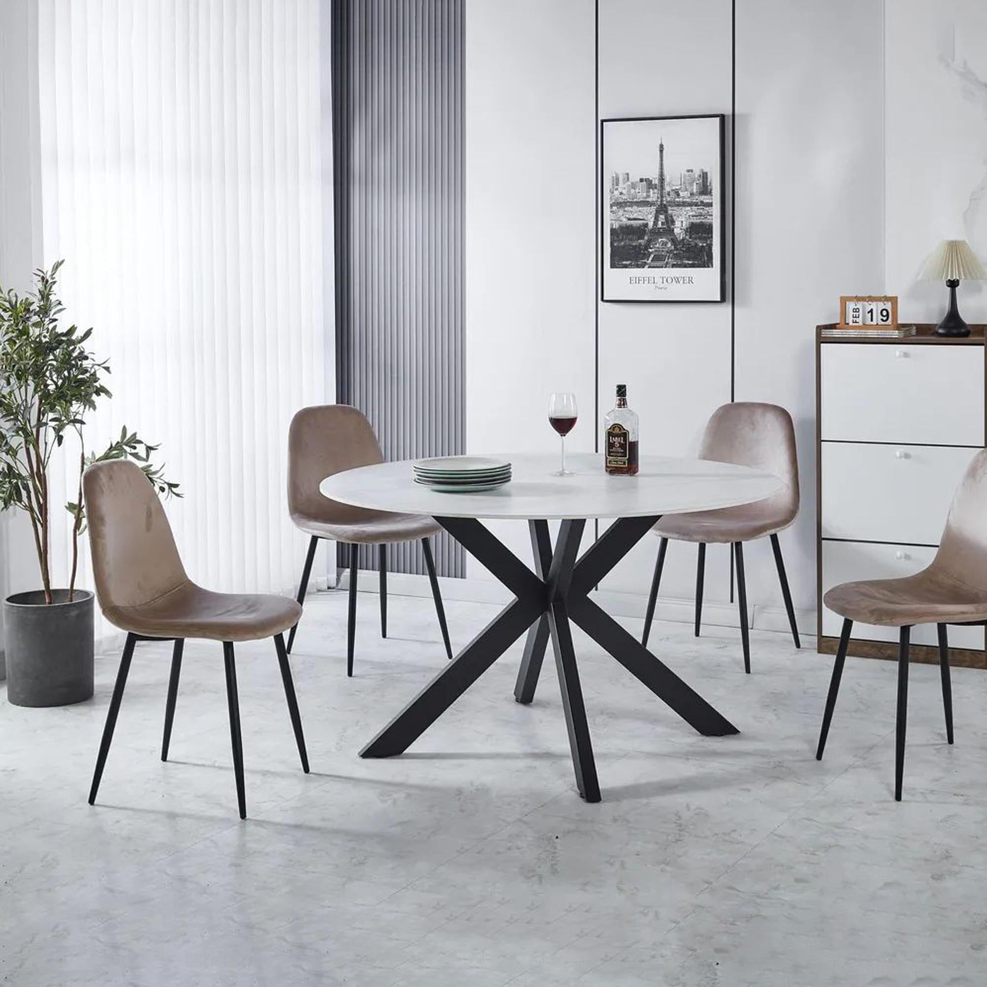 Avesta White Sintered Stone Round Dining Table 130cm
