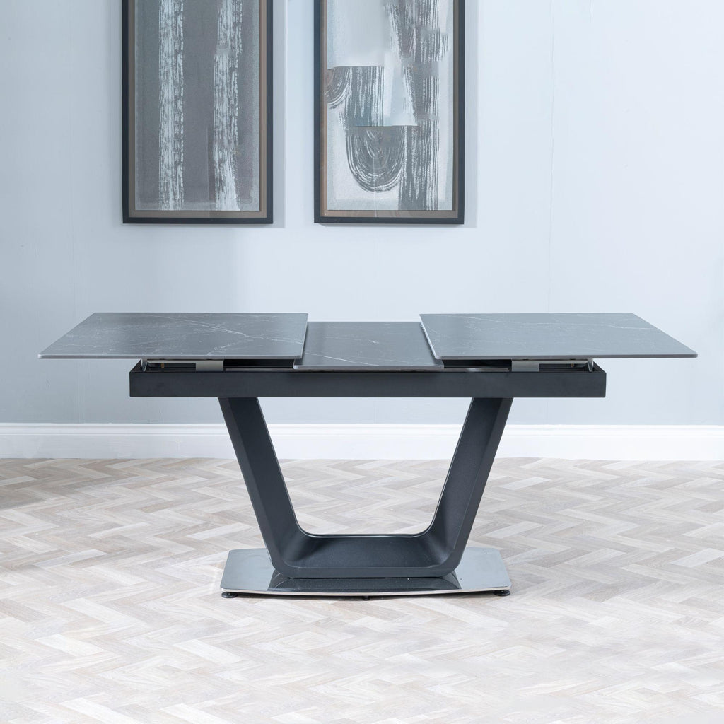 Delta Black Sintered Stone Extending Dining Table 140cm-180cm