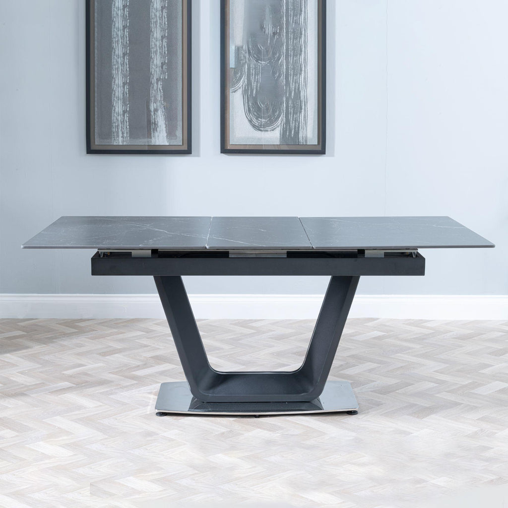 Delta Black Sintered Stone Extending Dining Table 140cm-180cm