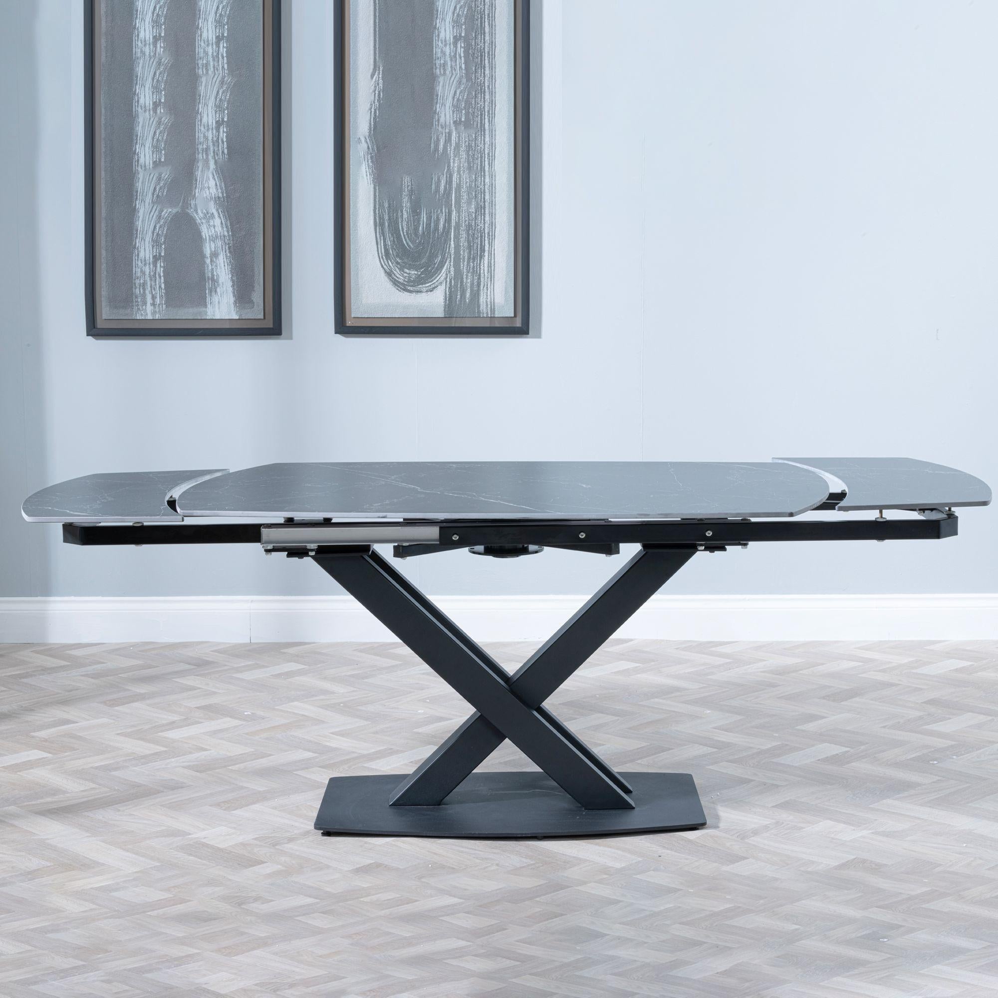 Atlanta Black Sintered Stone Extending Dining Table 140cm-200cm