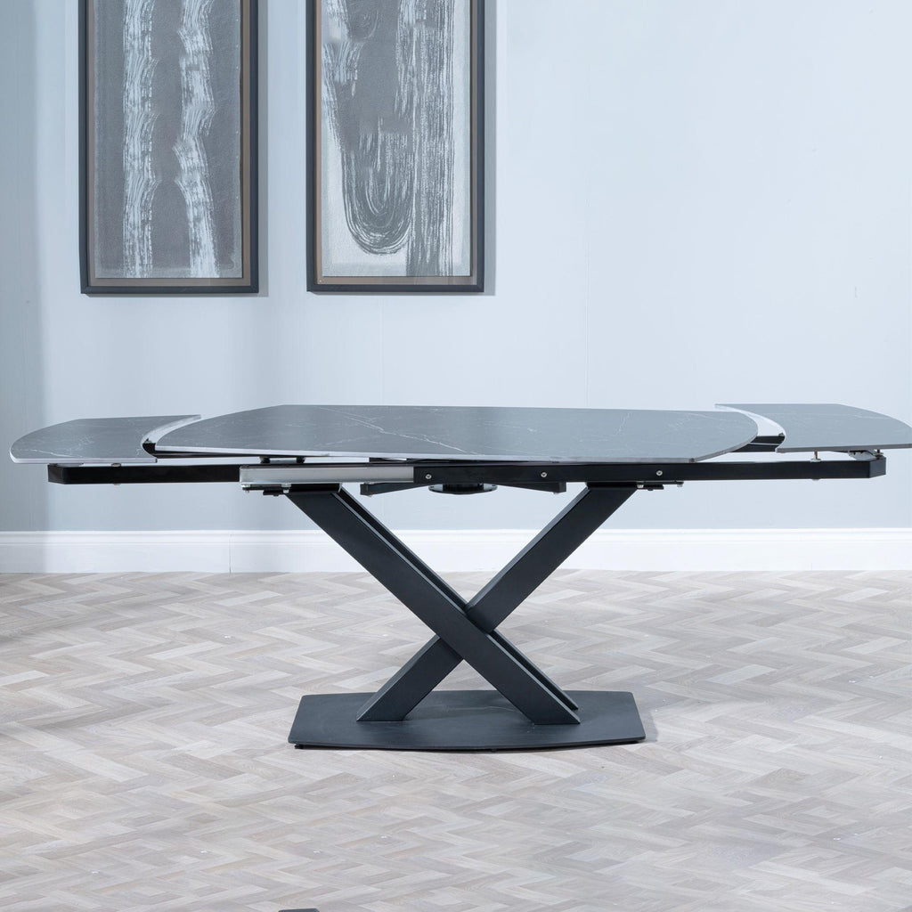 Atlanta Black Sintered Stone Extending Dining Table 140cm-200cm