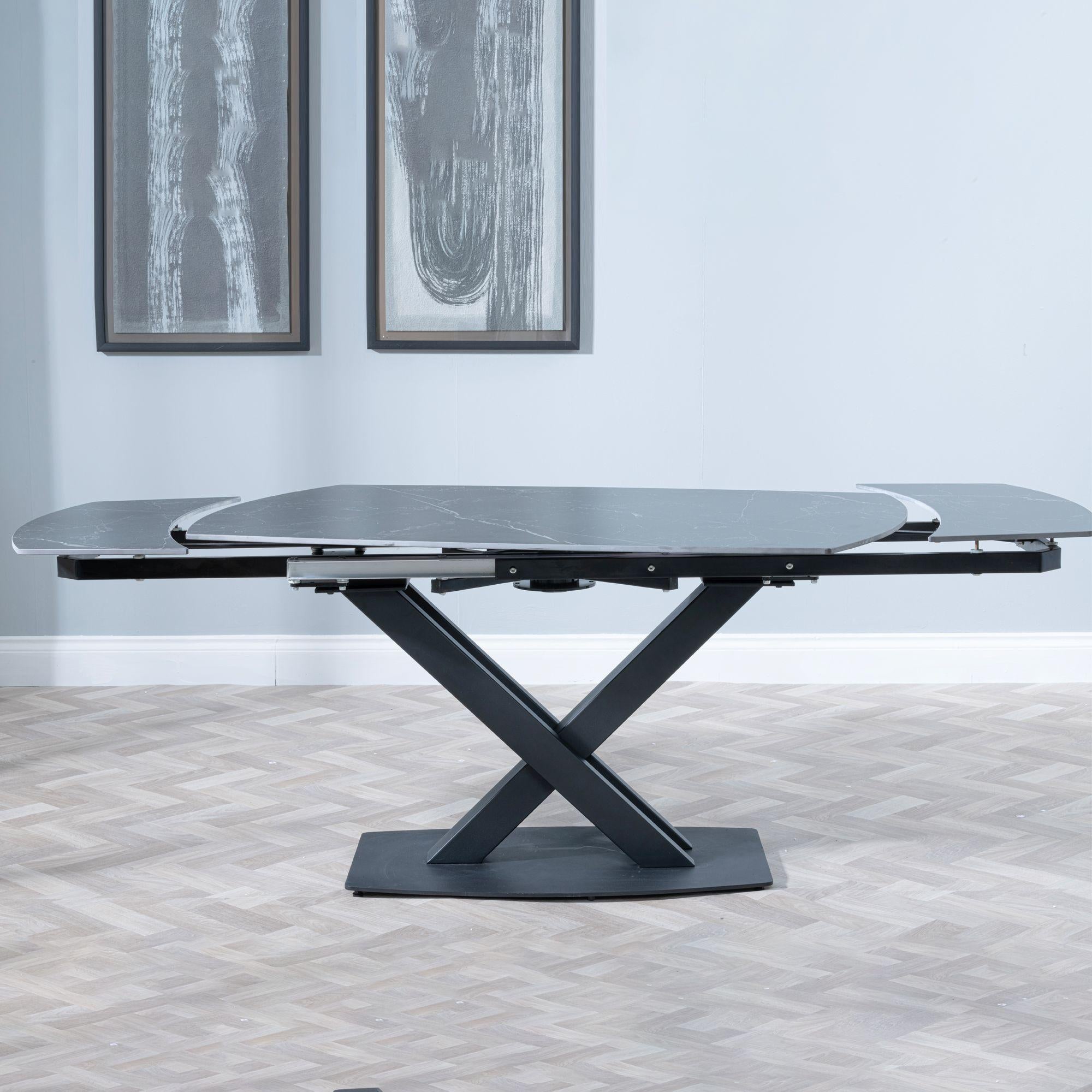 Atlanta Black Sintered Stone Extending Dining Table 140cm-200cm