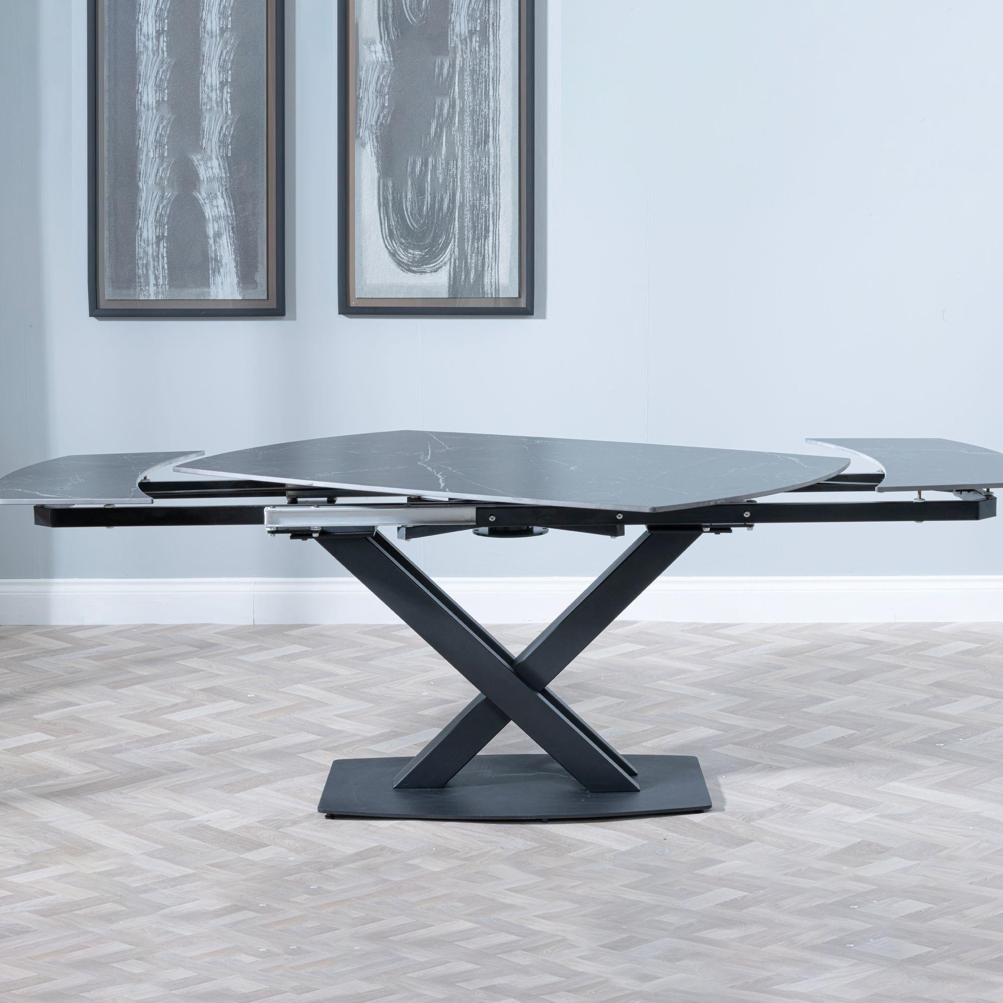 Atlanta Black Sintered Stone Extending Dining Table 140cm-200cm