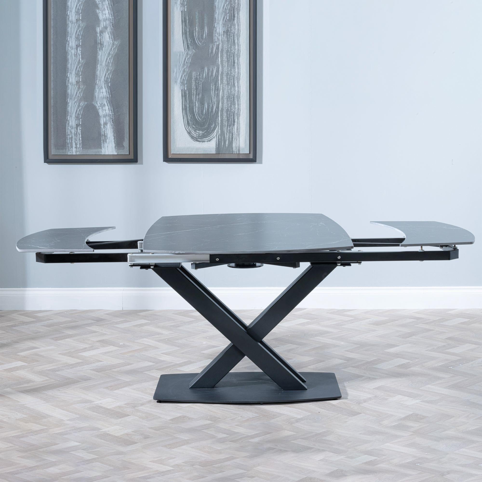 Atlanta Black Sintered Stone Extending Dining Table 140cm-200cm