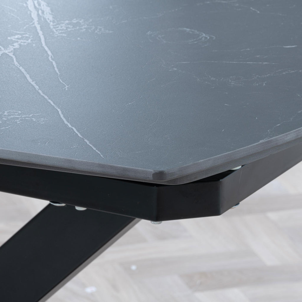 Atlanta Black Sintered Stone Extending Dining Table 140cm-200cm