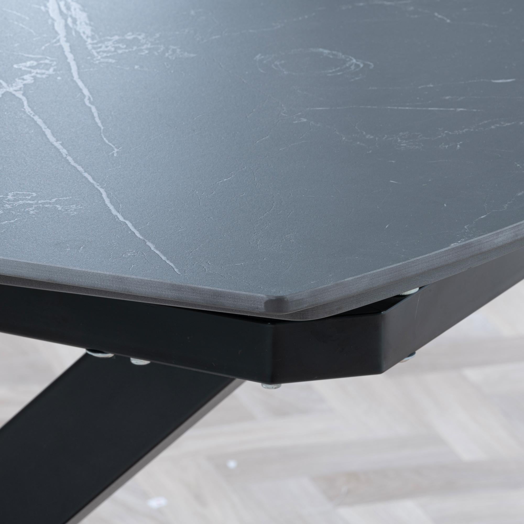 Atlanta Black Sintered Stone Extending Dining Table 140cm-200cm