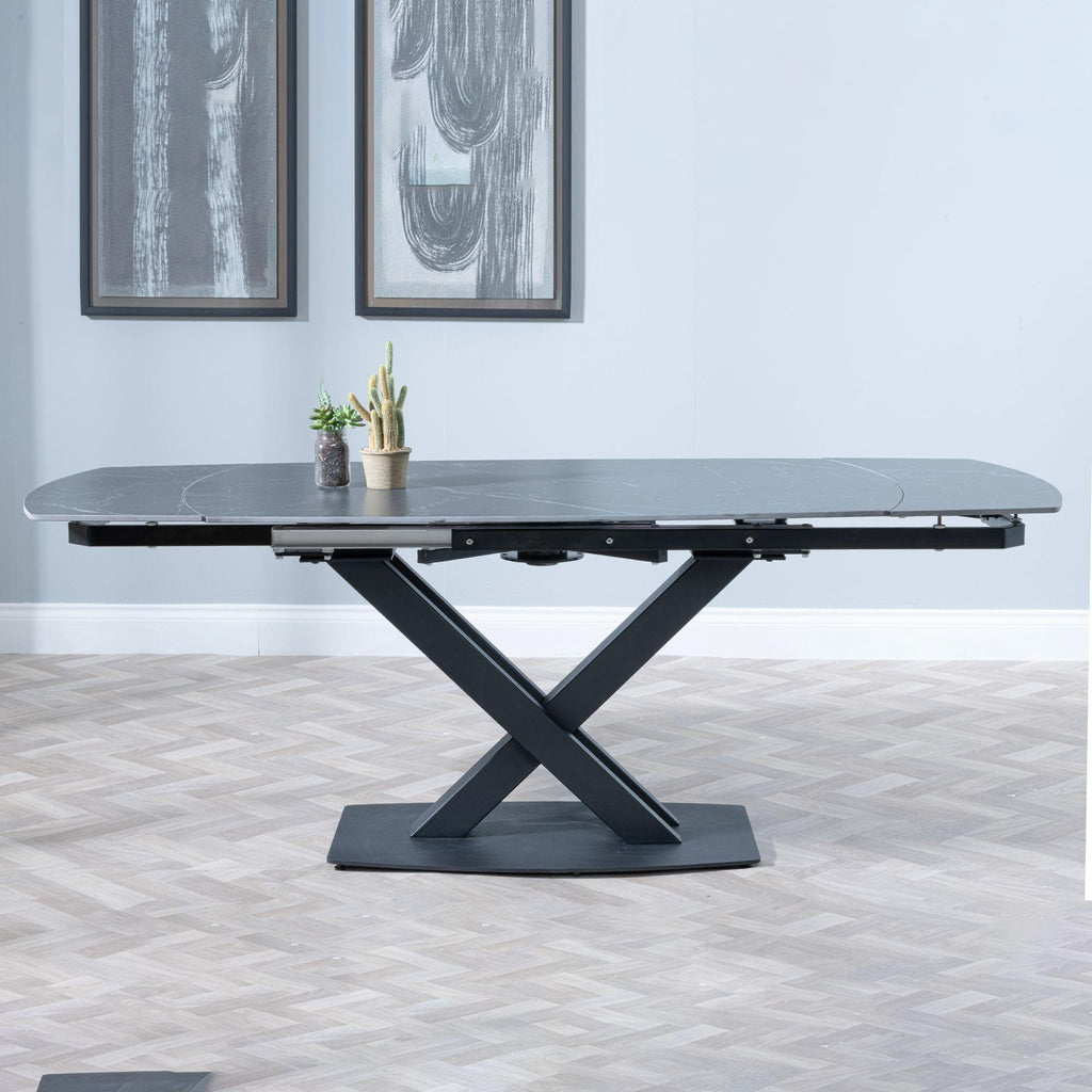 Atlanta Black Sintered Stone Extending Dining Table 140cm-200cm