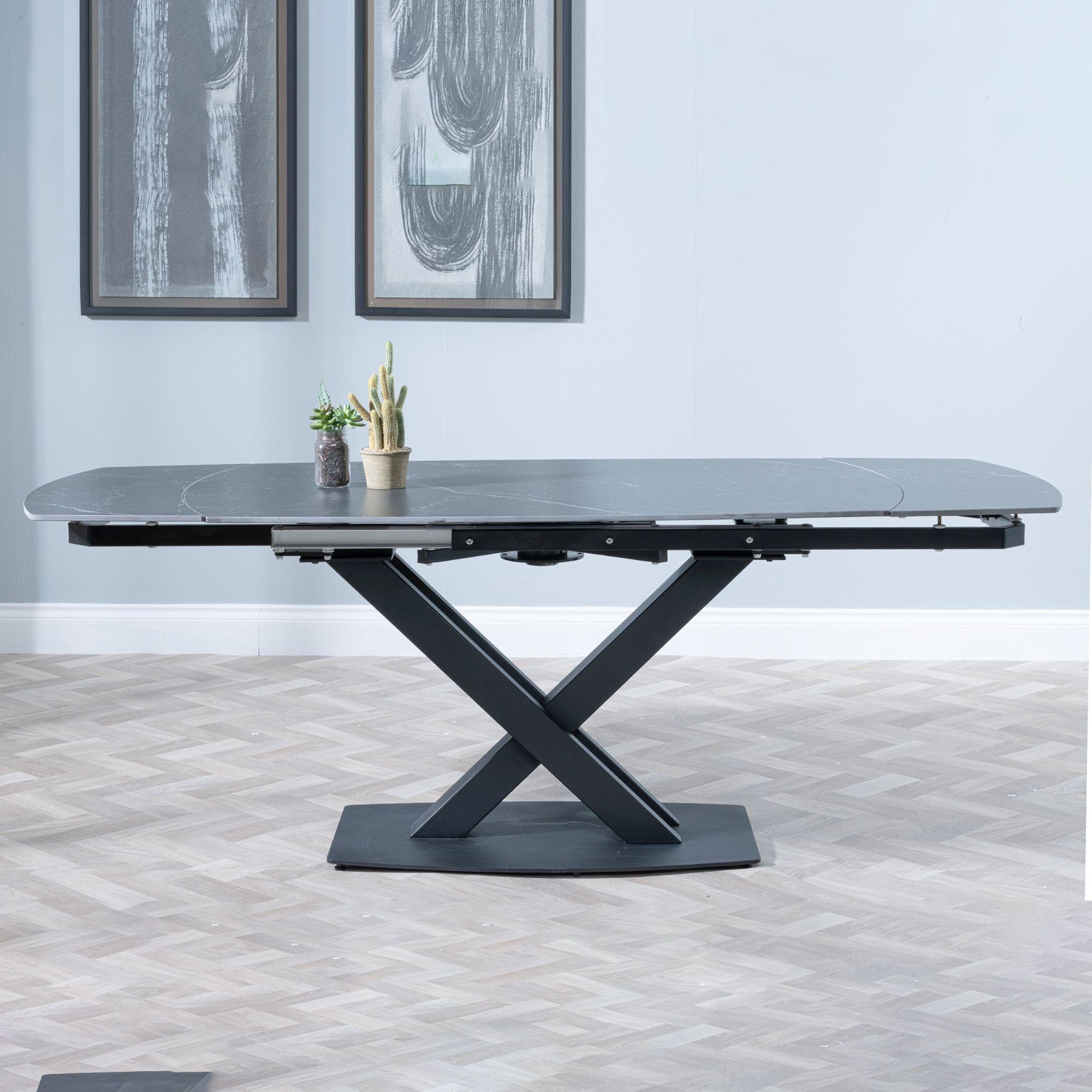 Atlanta Black Sintered Stone Extending Dining Table 140cm-200cm