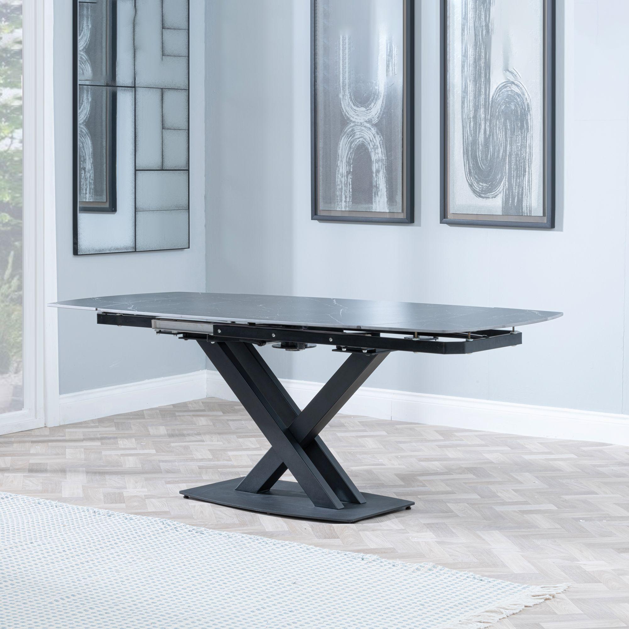 Atlanta Black Sintered Stone Extending Dining Table 140cm-200cm