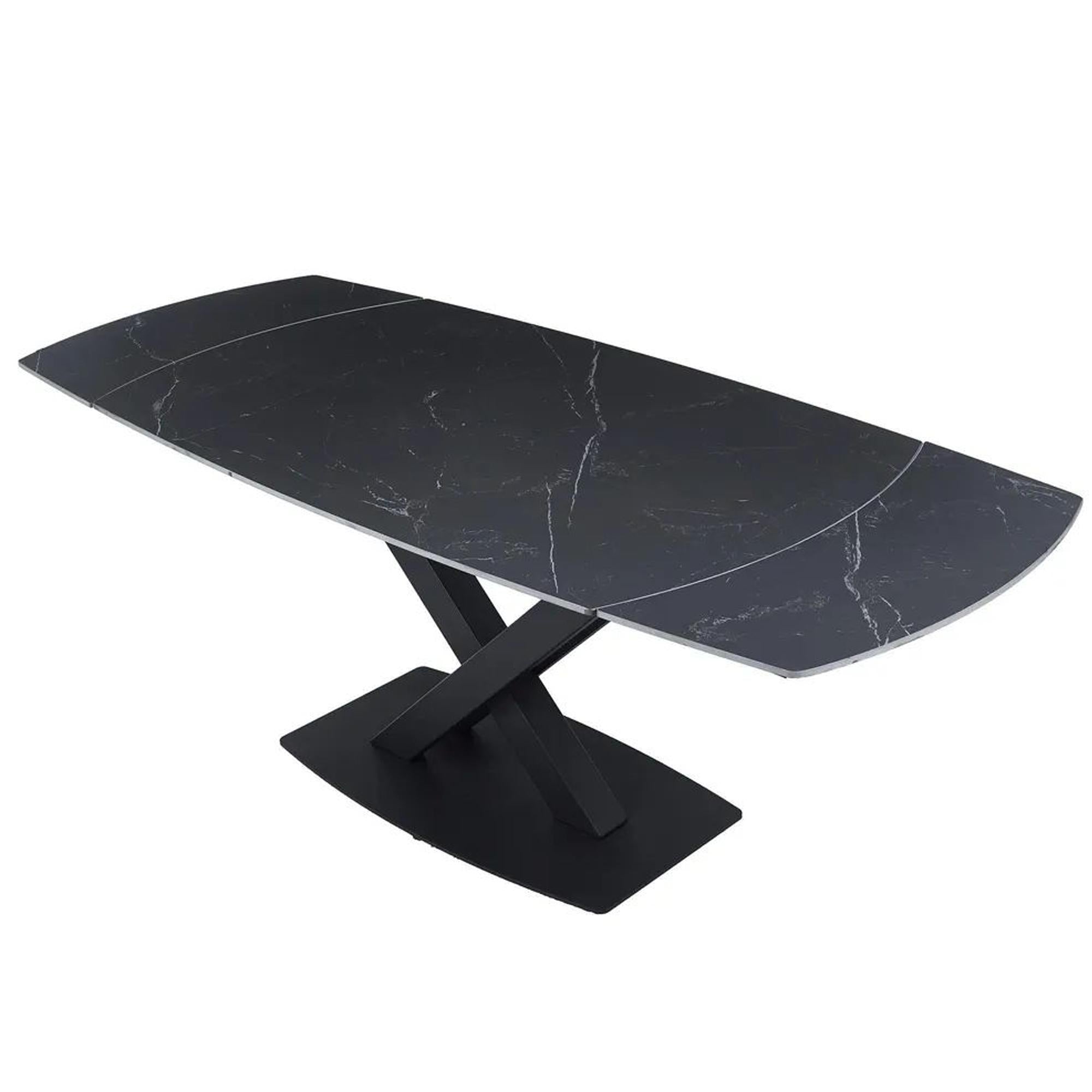 Atlanta Black Sintered Stone Extending Dining Table 140cm-200cm
