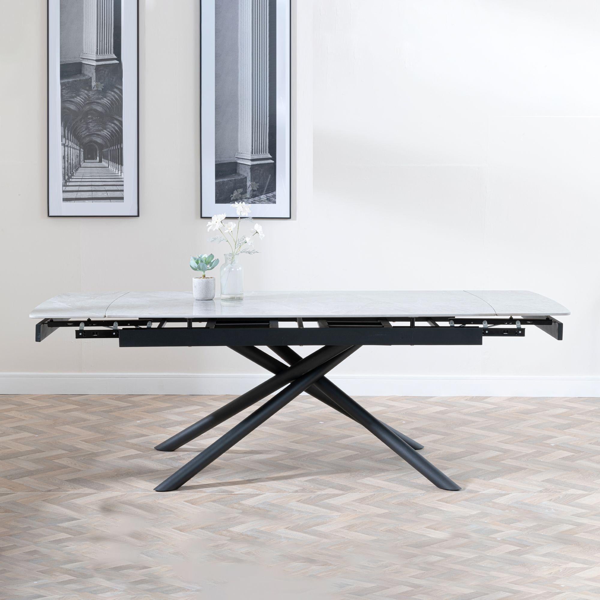 Flavia Grey Sintered Stone Extending Dining Table 160cm-220cm