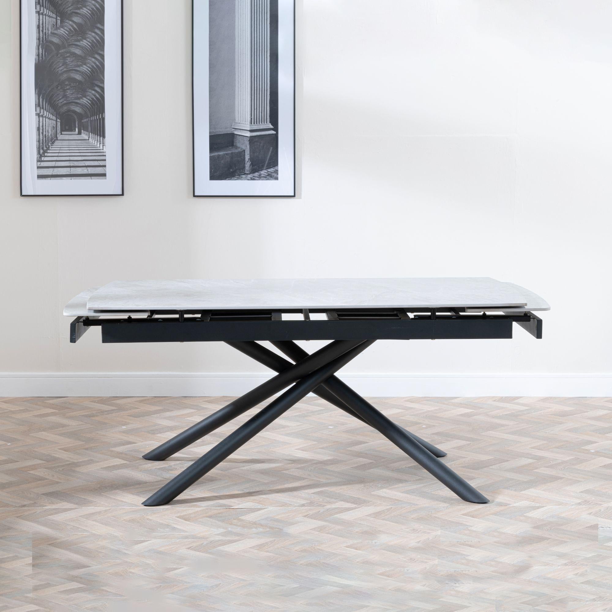 Flavia Grey Sintered Stone Extending Dining Table 160cm-220cm
