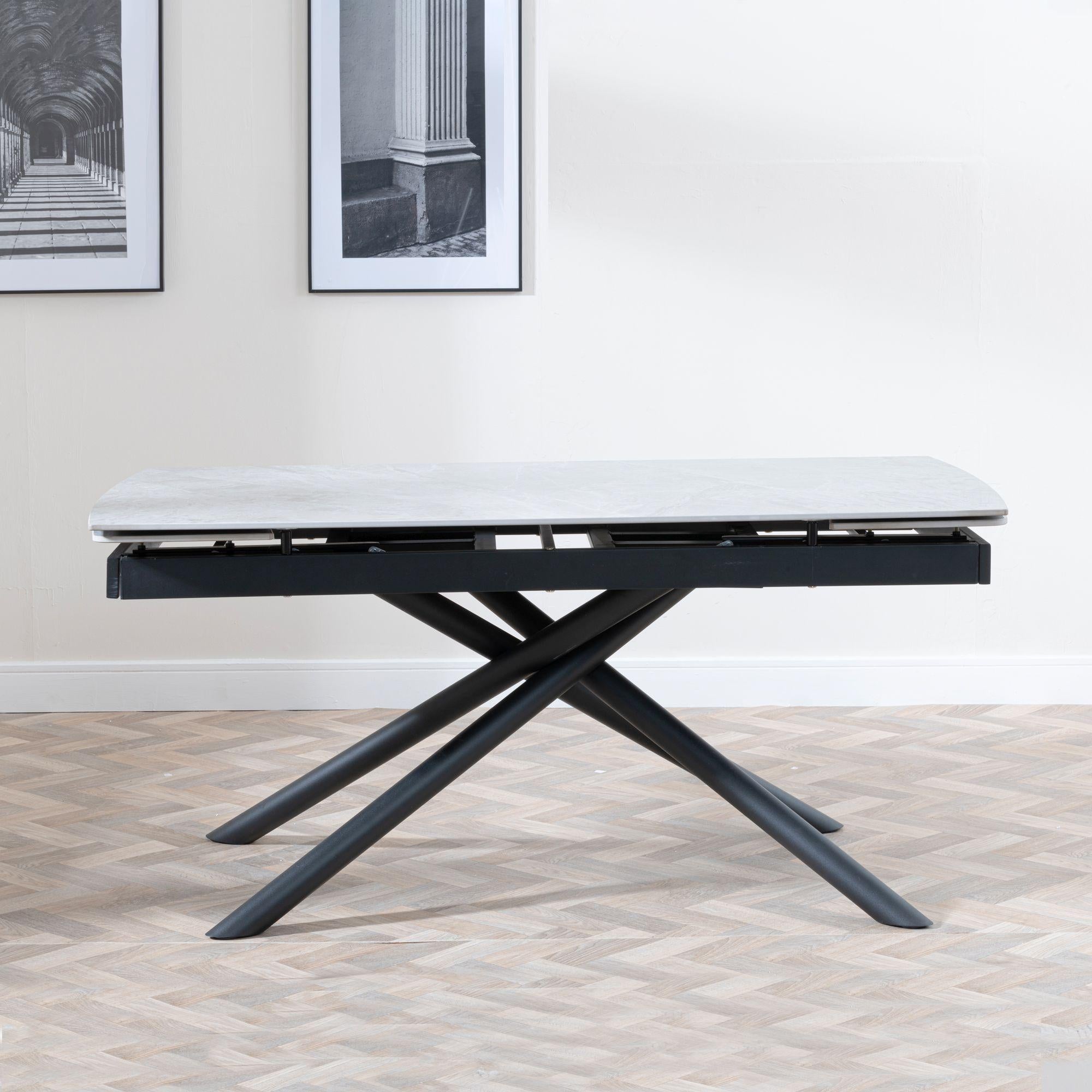 Flavia Grey Sintered Stone Extending Dining Table 160cm-220cm