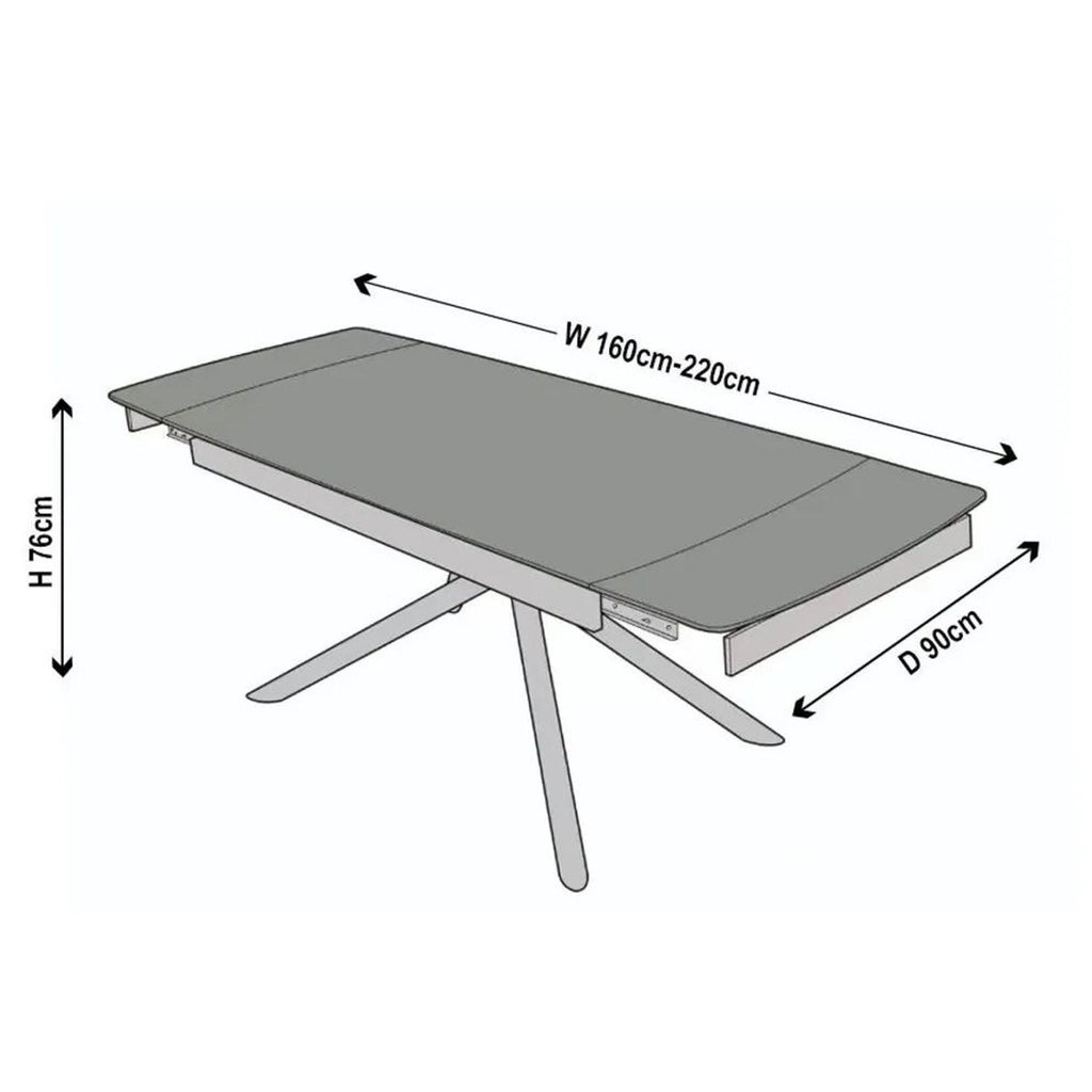 Flavia Grey Sintered Stone Extending Dining Table 160cm-220cm