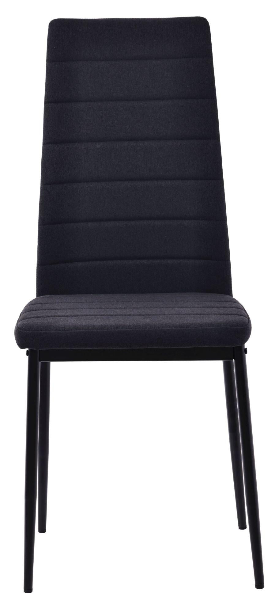 Obsidian Black Fabric Dining Chair with Black Legs