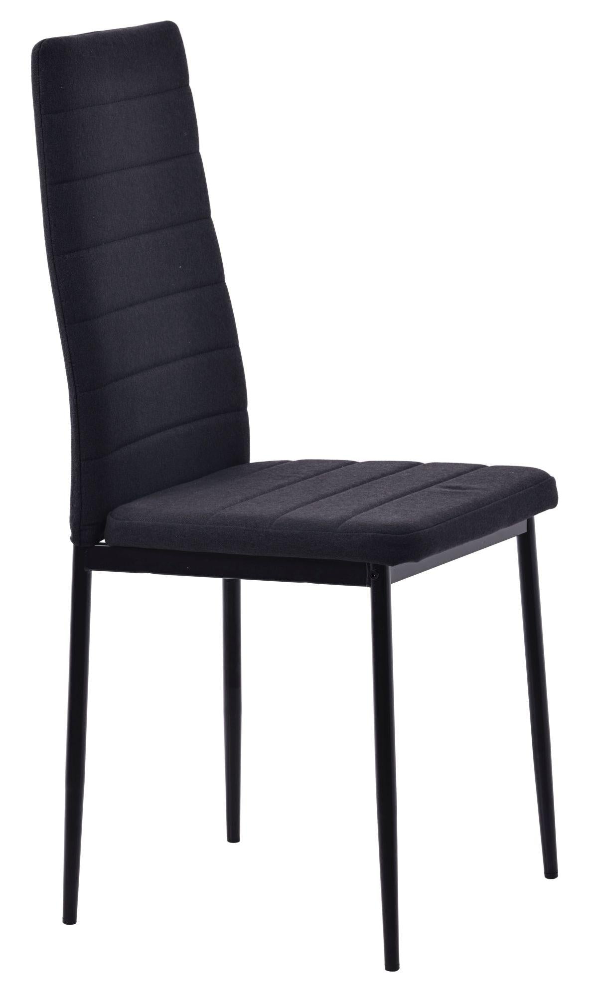 Obsidian Black Fabric Dining Chair with Black Legs