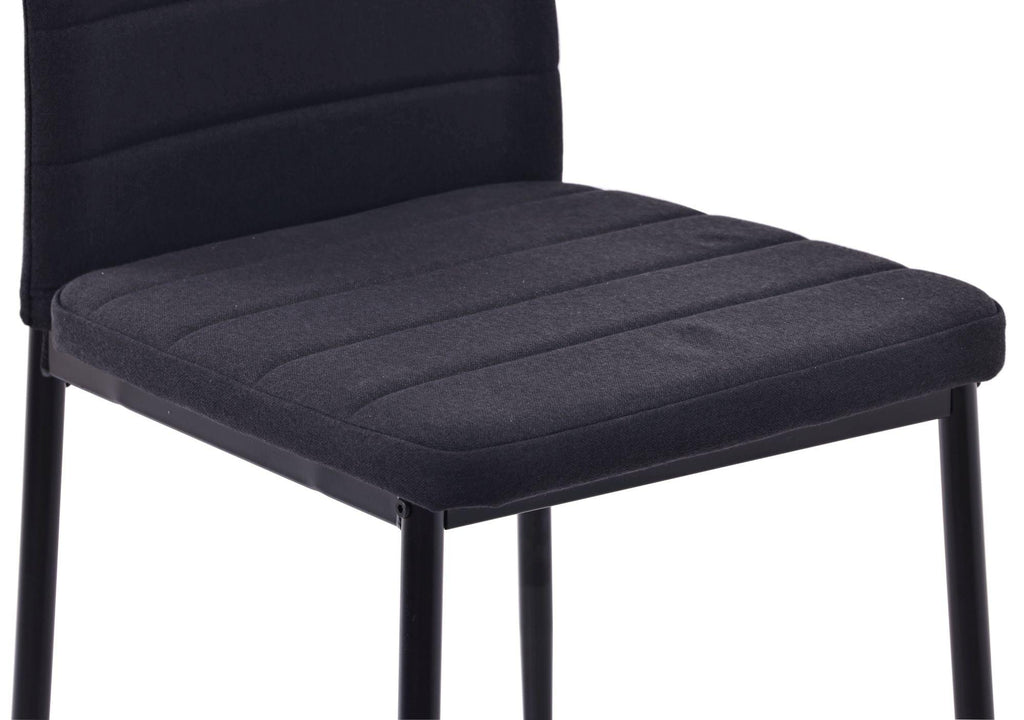 Obsidian Black Fabric Dining Chair with Black Legs
