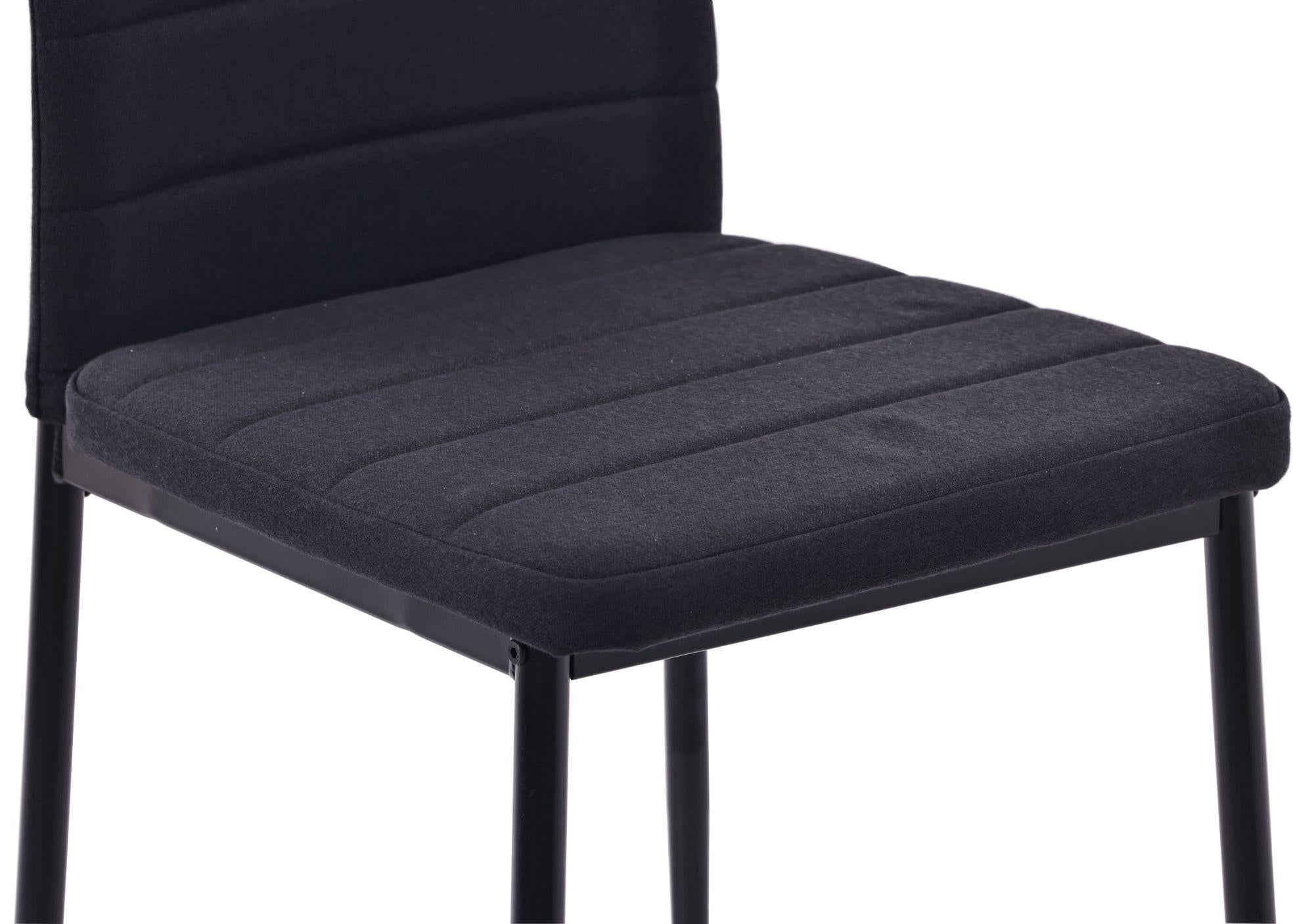 Obsidian Black Fabric Dining Chair with Black Legs
