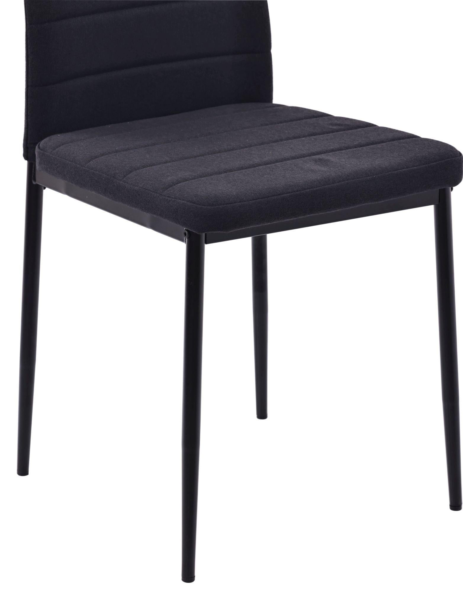 Obsidian Black Fabric Dining Chair with Black Legs