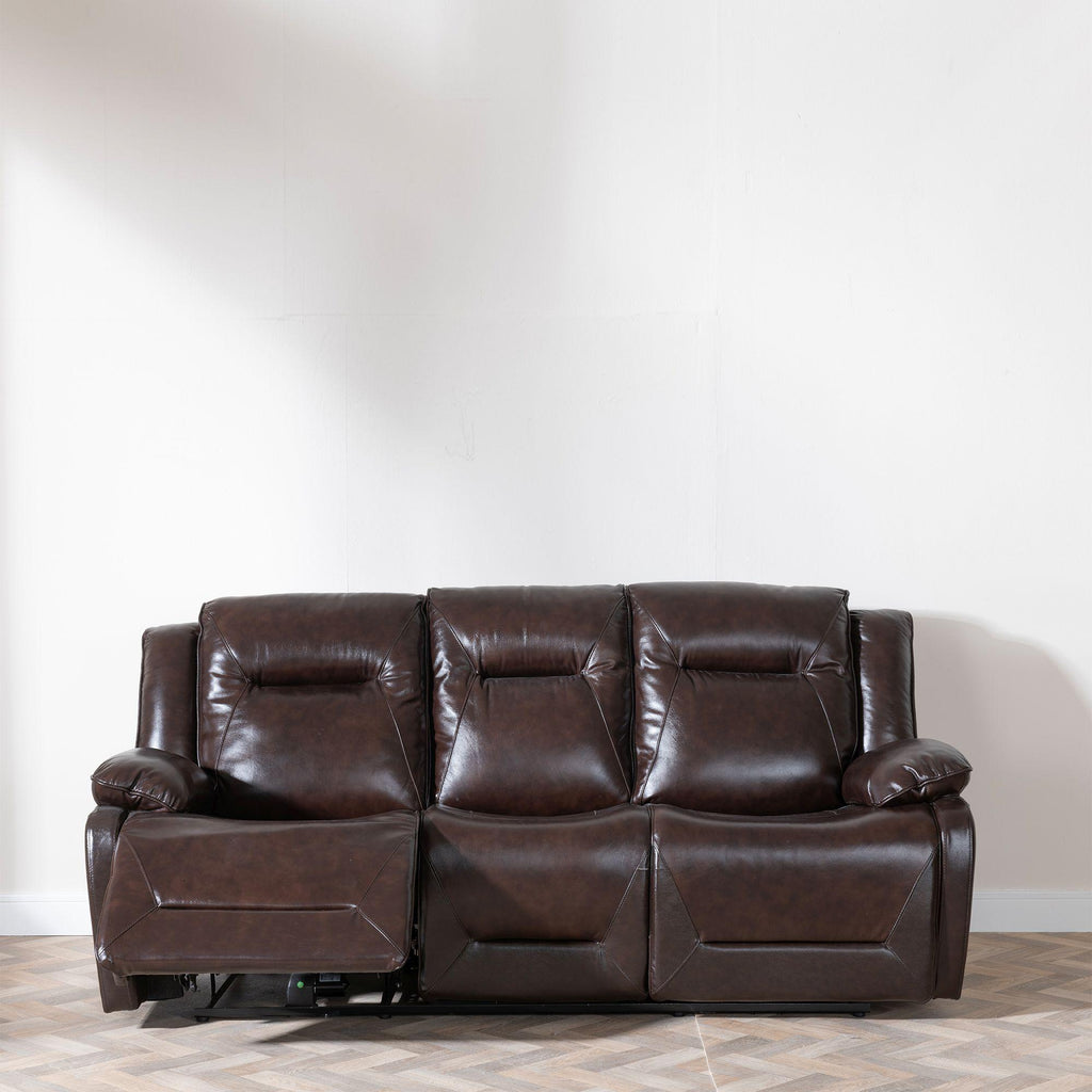 Adell Dark Brown Leather Manual Recliner Sofa