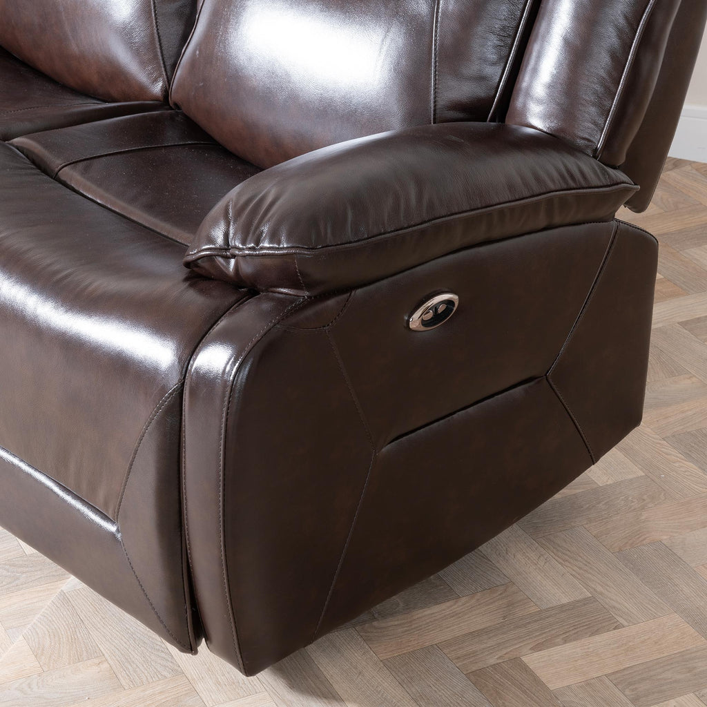 Adell Dark Brown Leather Manual Recliner Sofa