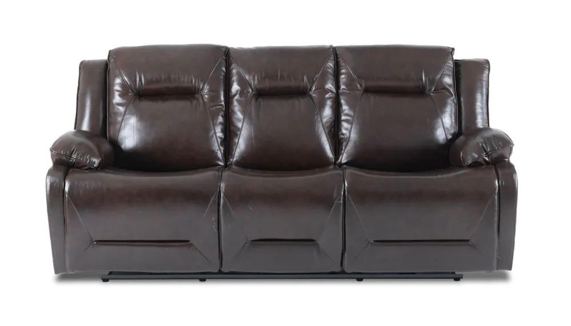 Adell Dark Brown Leather Manual Recliner Sofa